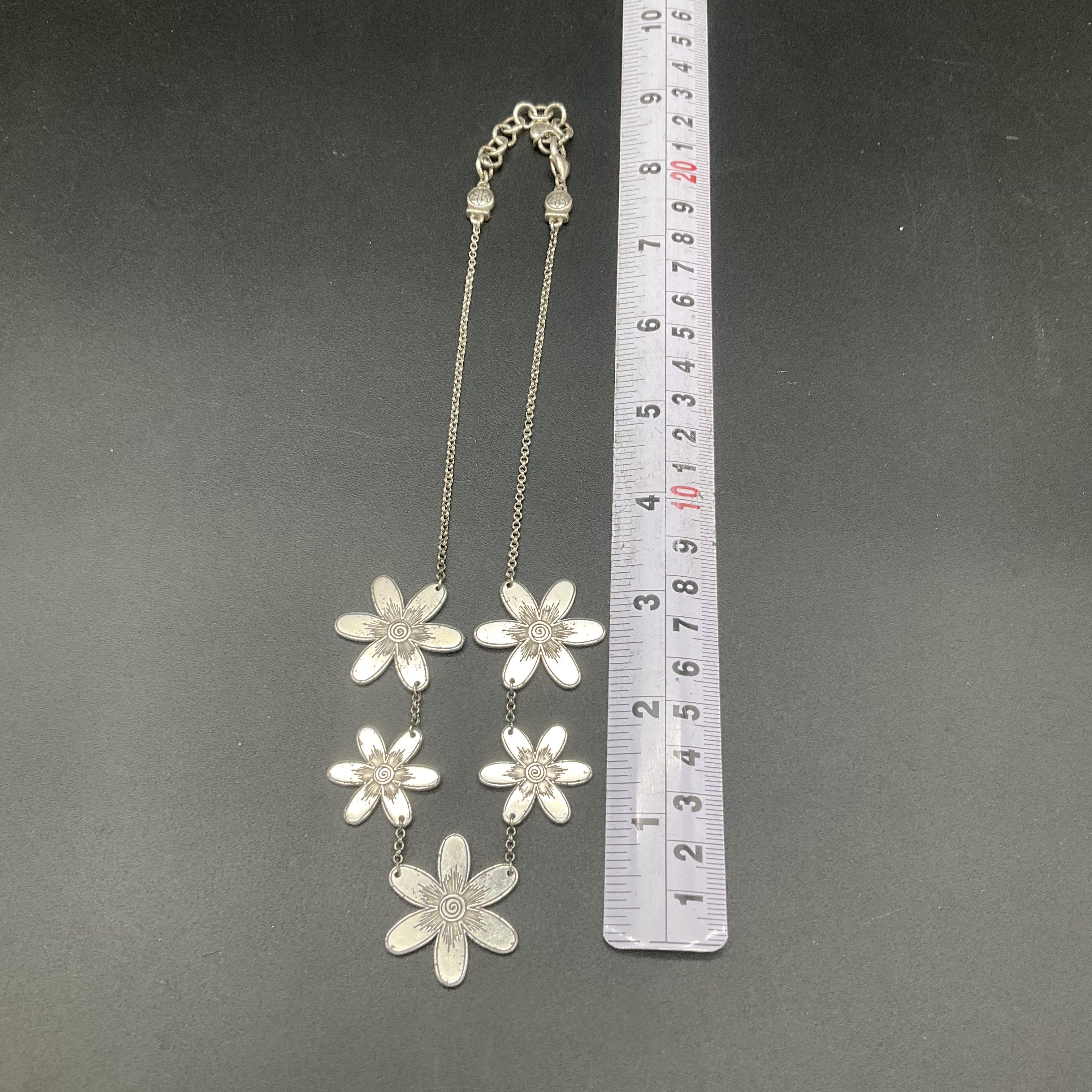 Brighton Dazzle Bloom Silver Tone Flower Station Necklace Clear Crystals 18" - Image 5