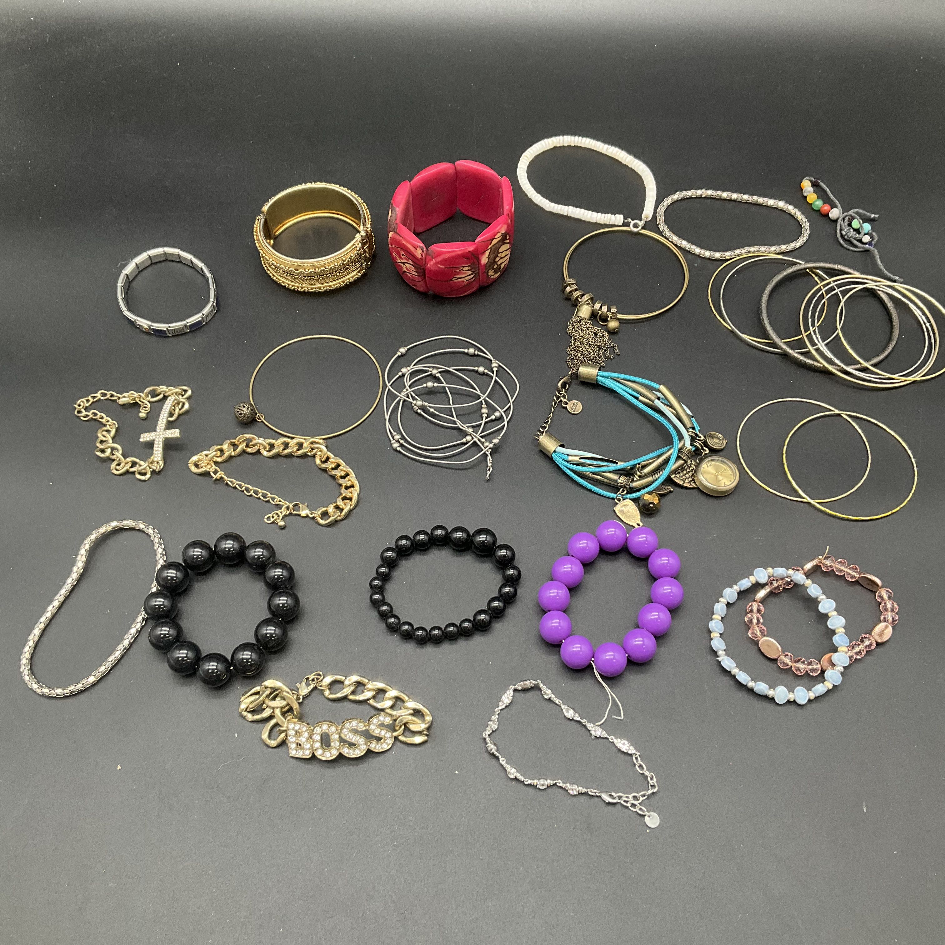 Chico's & Fashion Jewelry Lot 20+ Bracelets Bangles Beaded BOSS Chunky Charms