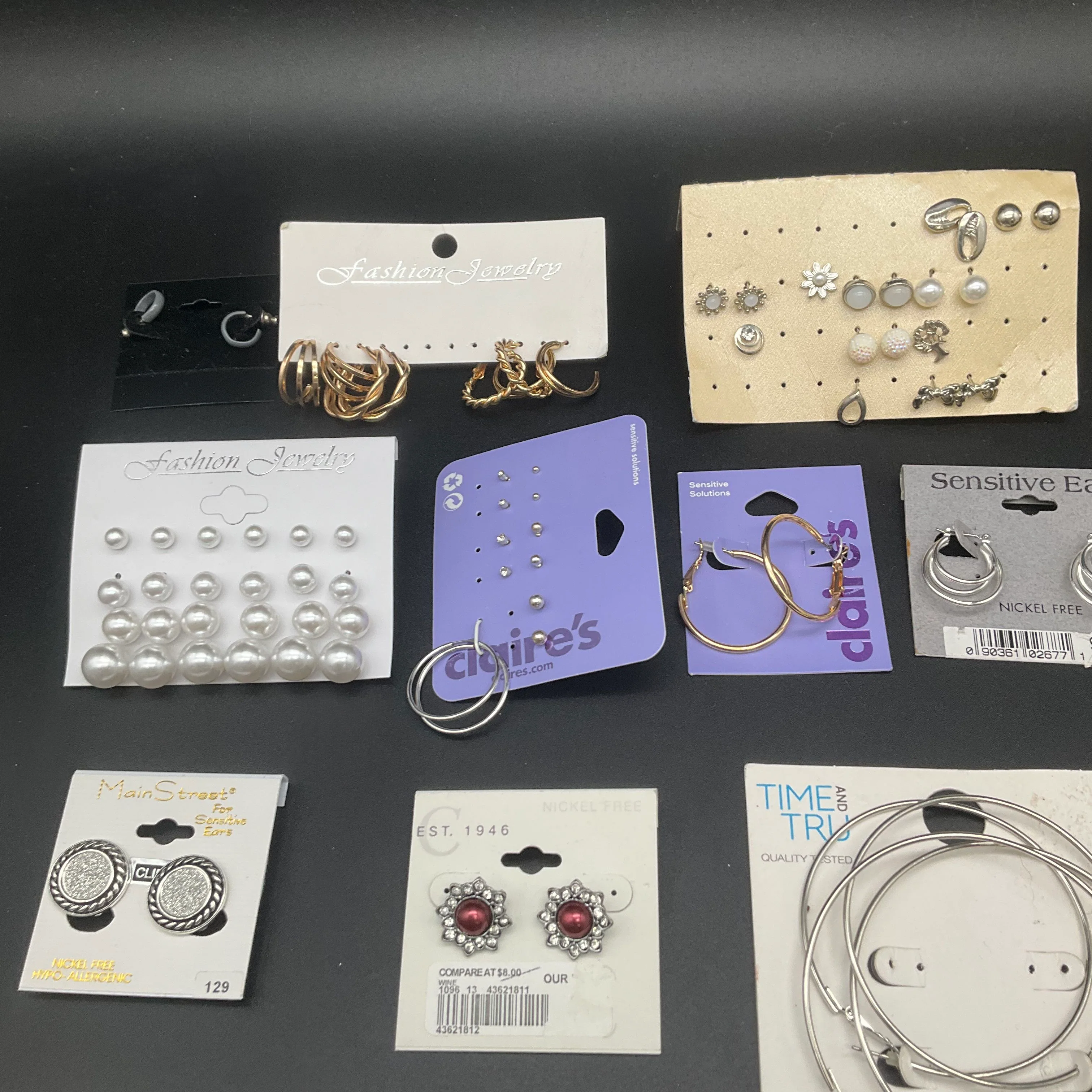 Claire's Forever 21 Time & Tru Earrings Jewelry Lot 30 Pairs Studs Hoops Drops - Image 3
