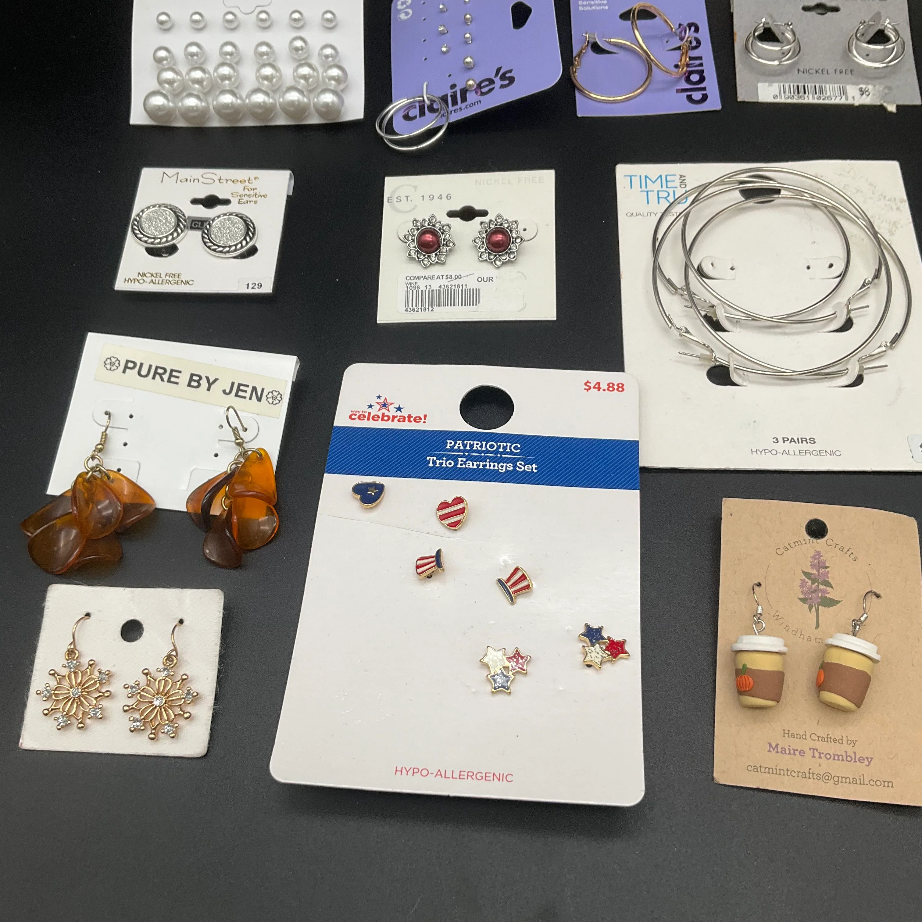 Claire's Forever 21 Time & Tru Earrings Jewelry Lot 30 Pairs Studs Hoops Drops - Image 4