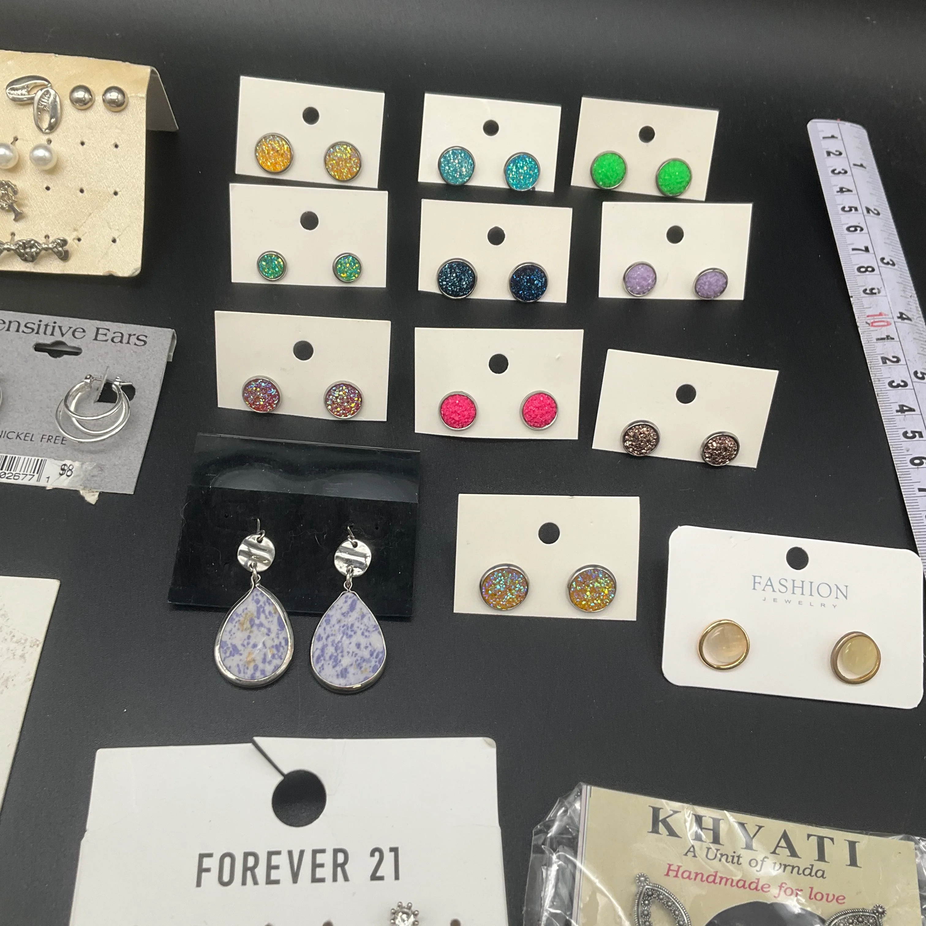 Claire's Forever 21 Time & Tru Earrings Jewelry Lot 30 Pairs Studs Hoops Drops - Image 5