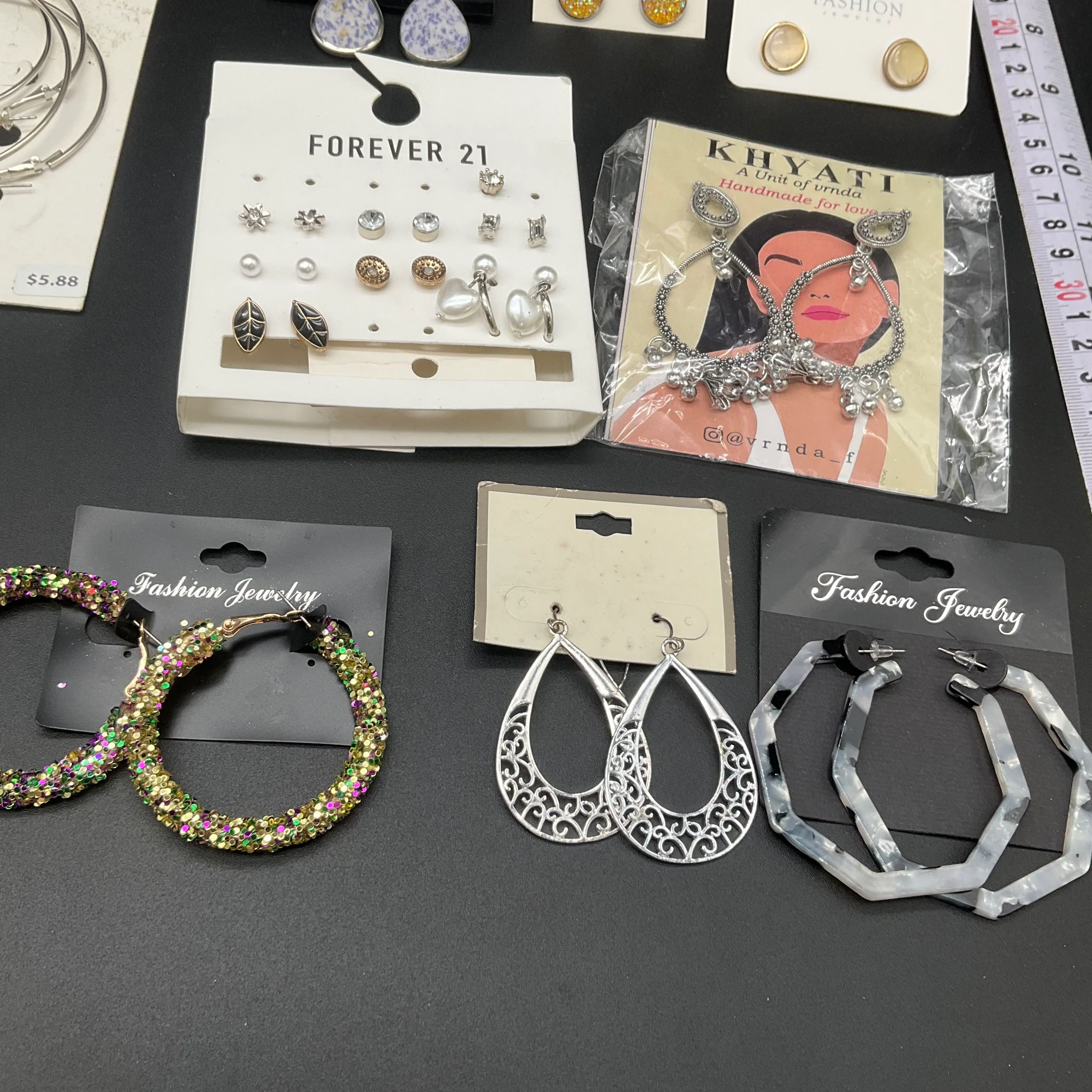 Claire's Forever 21 Time & Tru Earrings Jewelry Lot 30 Pairs Studs Hoops Drops - Image 6