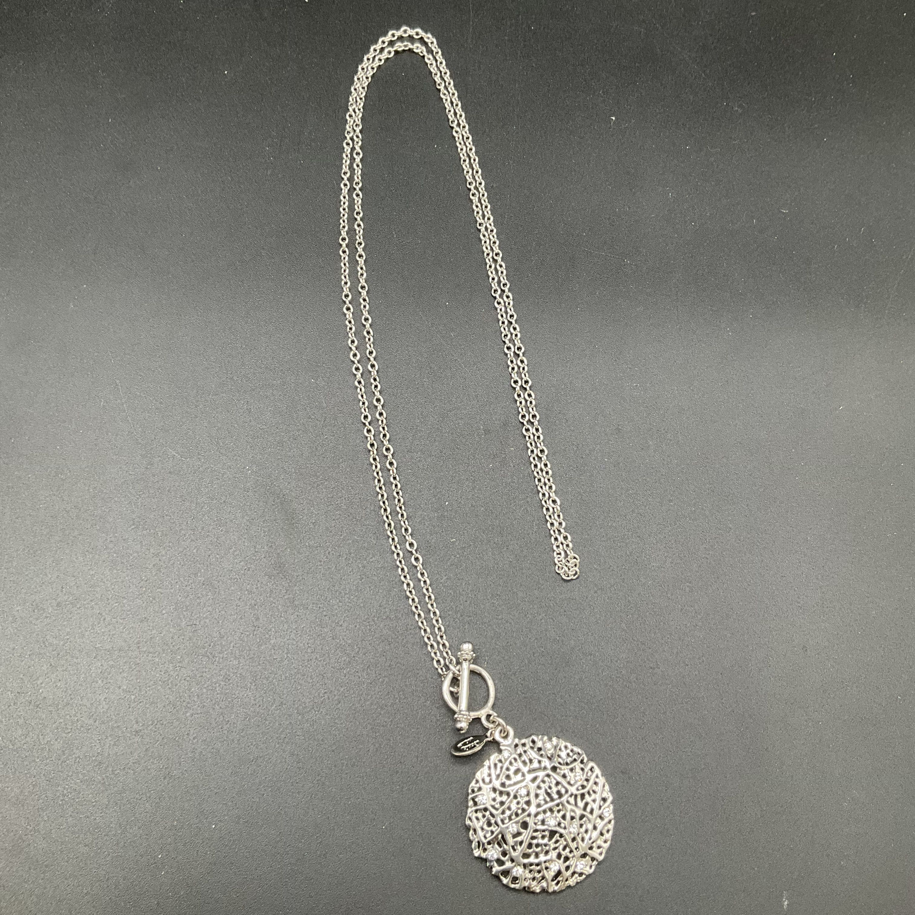Cookie Lee Silver Tone Rhinestone Beaded Hammered Ring Necklace Jewelry Lot of 3 - Image 3