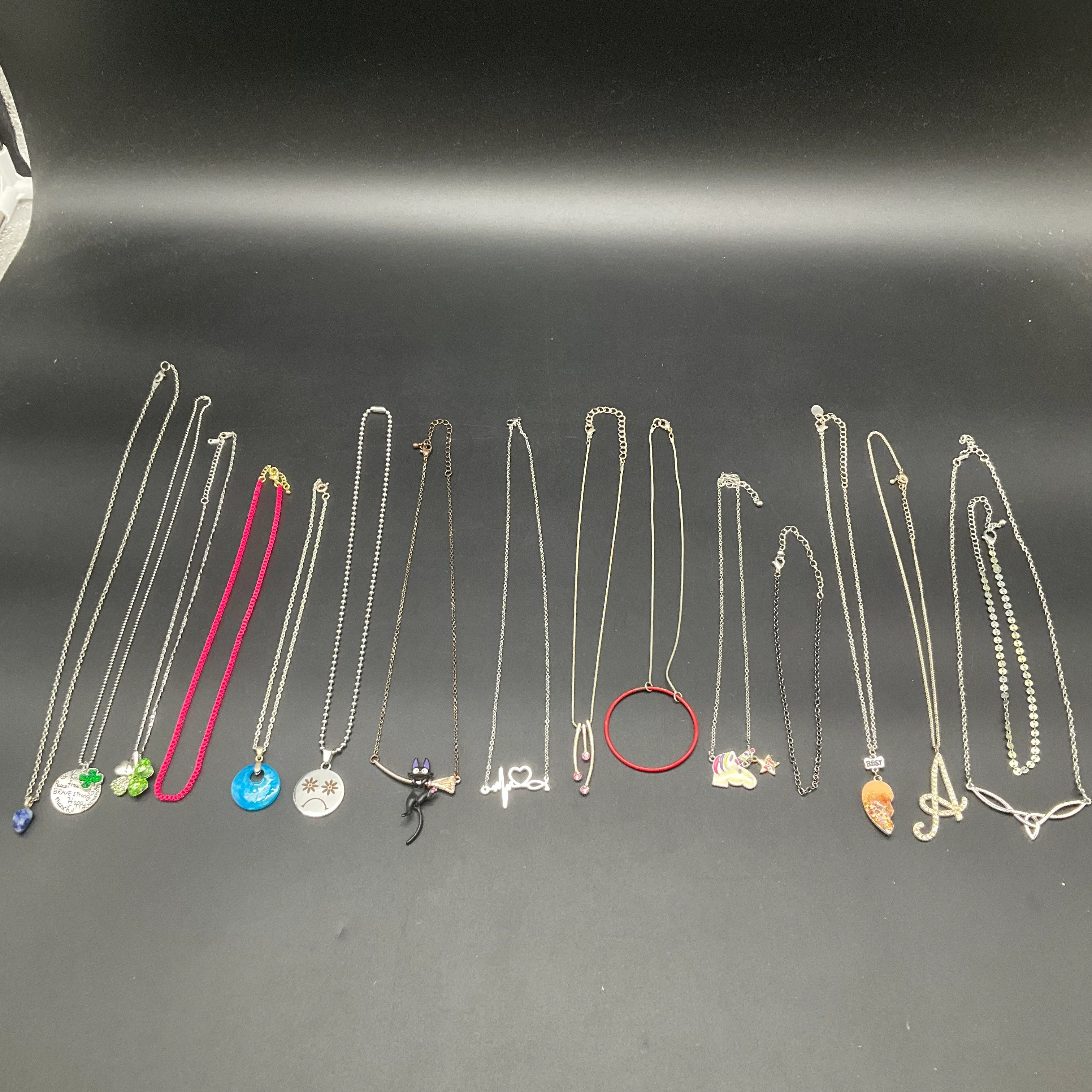 Fashion Costume Jewelry Lot of 15 Necklaces Pendants Best Friend Unicorn Cat