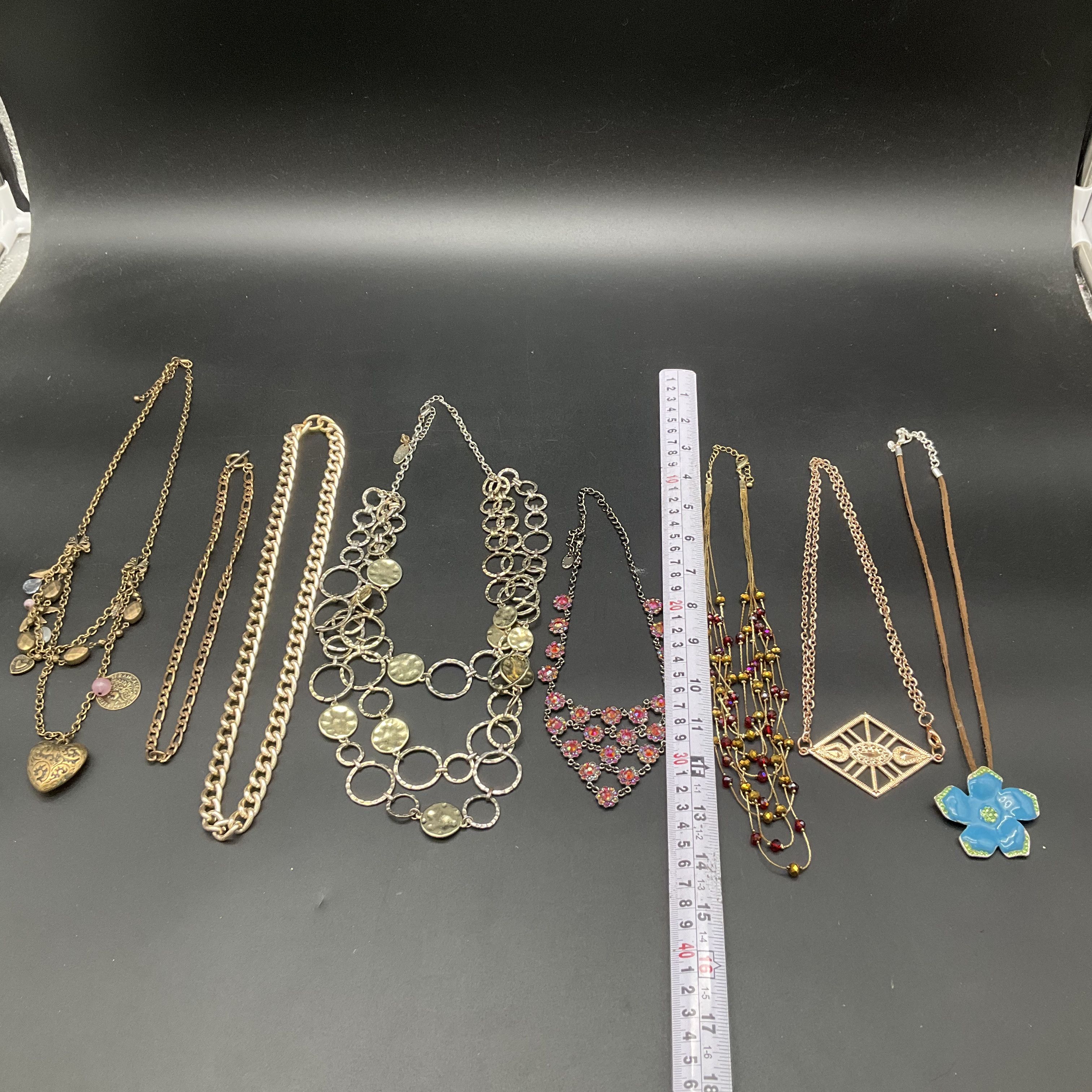 Fashion Necklace Jewelry Lot of 8 Gold Silver Tone Beaded Rhinestone Statement - Image 5