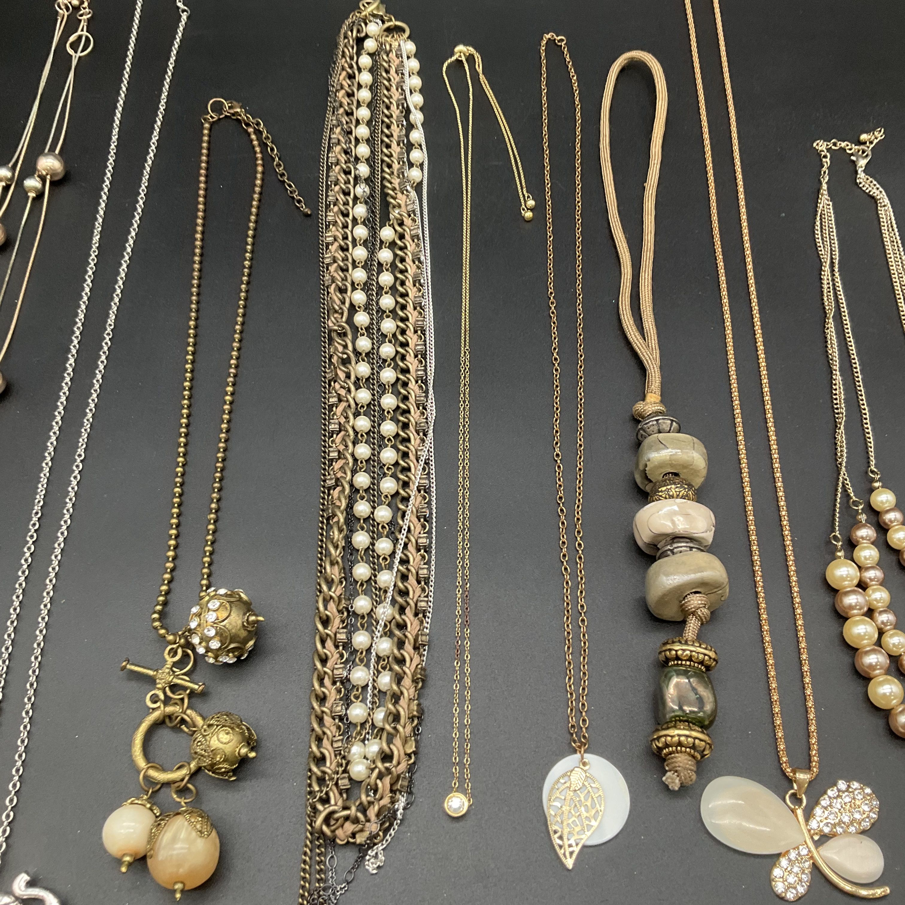 Fashion Statement Jewelry Lot of 10 Necklaces Faux Pearl Elephant Butterfly - Image 3