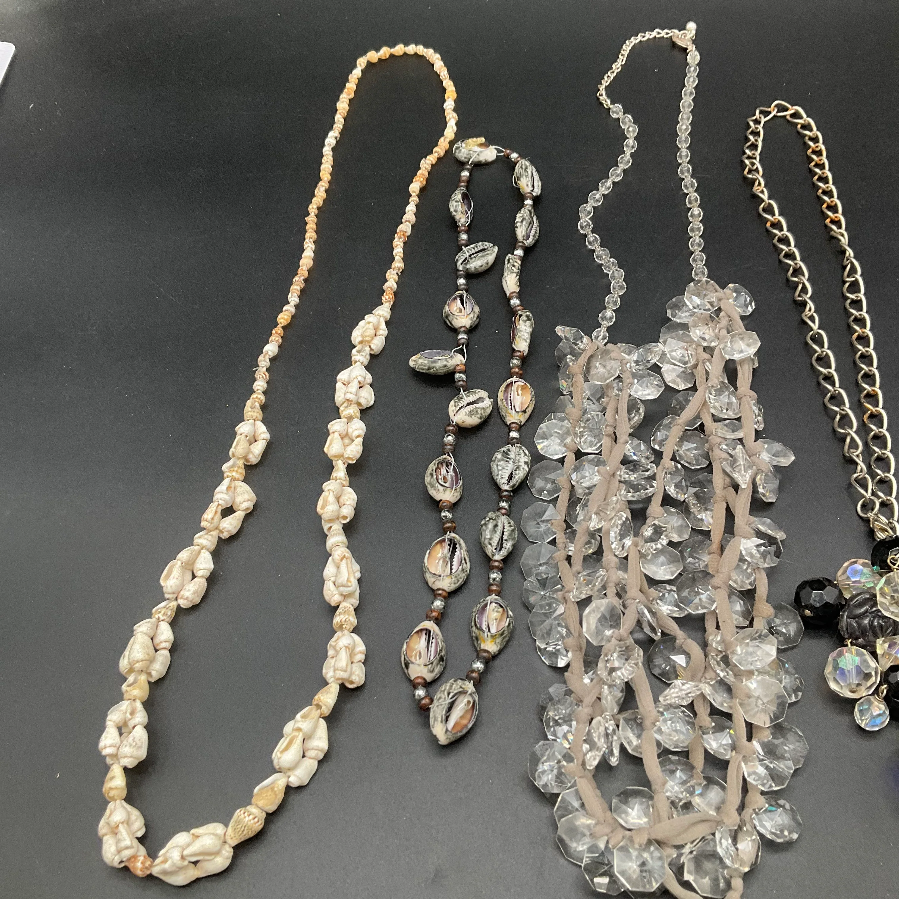 Fashion Statement Necklace Jewelry Lot of 8 Crystal Shell Silver Tone - Image 4