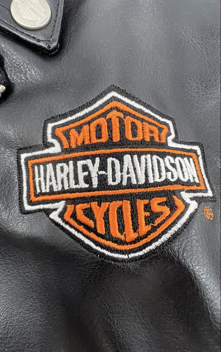 Harley-Davidson Kids Biker Jacket Black Embroidered Motorcycle Logo Sz 6 - Image 4