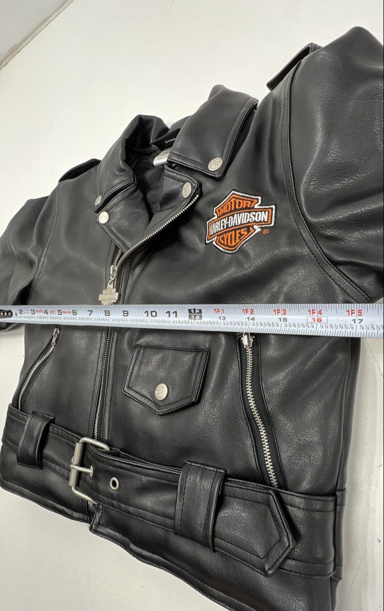Harley-Davidson Kids Biker Jacket Black Embroidered Motorcycle Logo Sz 6 - Image 5