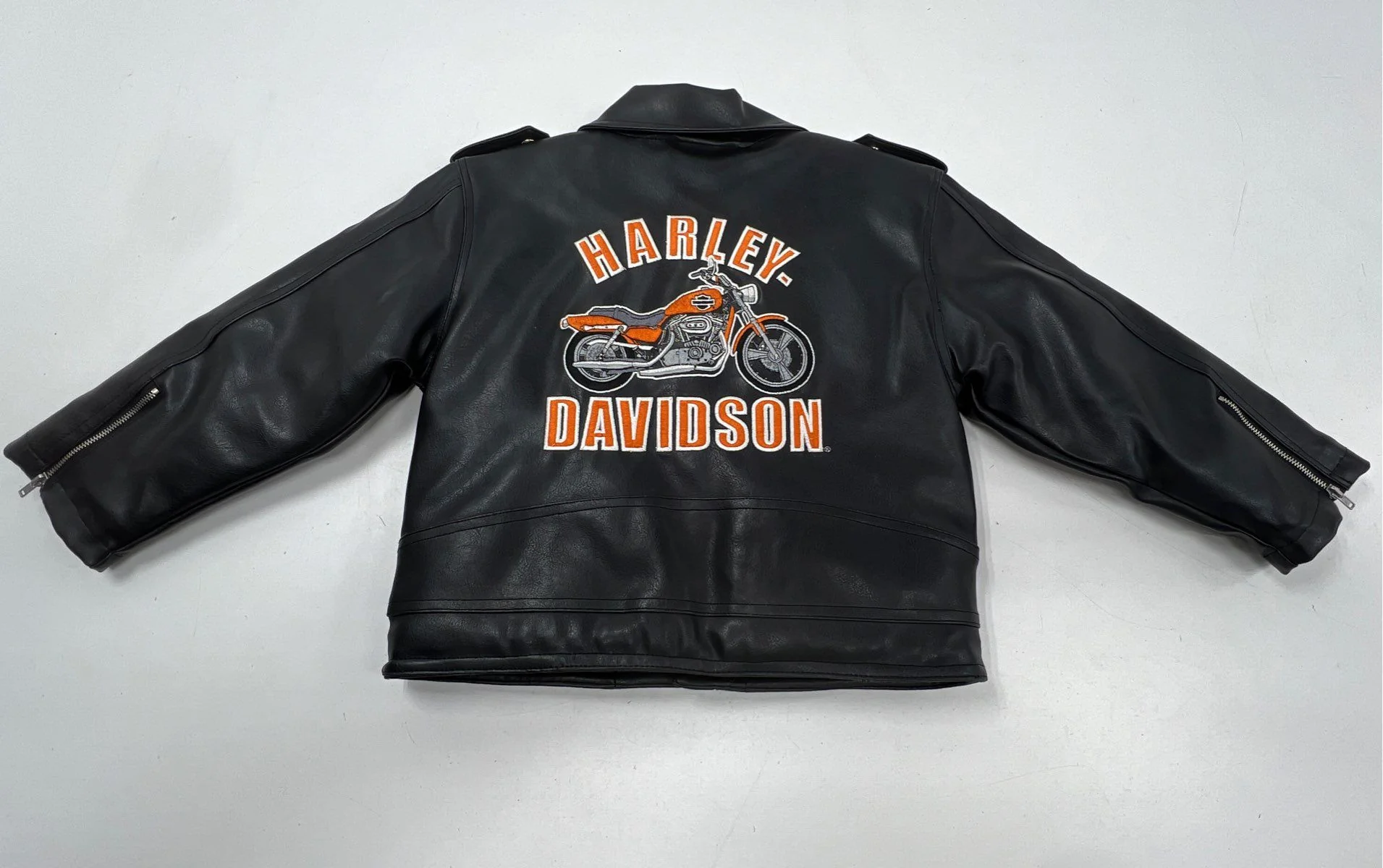 Harley-Davidson Kids Biker Jacket Black Embroidered Motorcycle Logo Sz 6 - Image 7