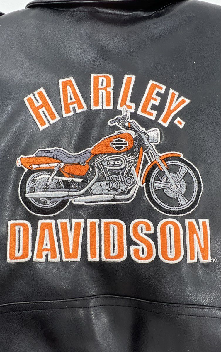 Harley-Davidson Kids Biker Jacket Black Embroidered Motorcycle Logo Sz 6 - Image 8