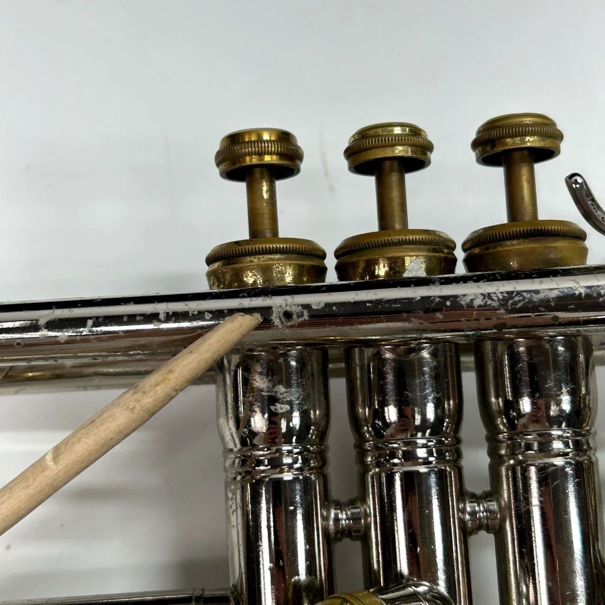 King Tempo Bb Trumpet Silver Plated USA with Case - For Repair - Serial 588663 - Image 11