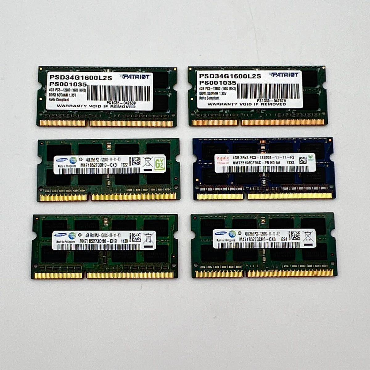 Laptop RAM Lot 6 Piece 24GB Total DDR3 4GB SO-DIMM Samsung Patriot Hynix