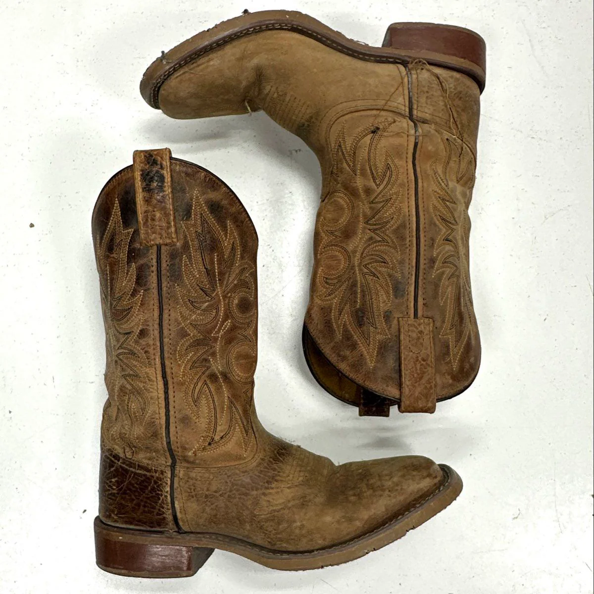 Laredo 7835 Brown Leather Square Toe Western Cowboy Boots Men's Size 7.5 D - Image 5