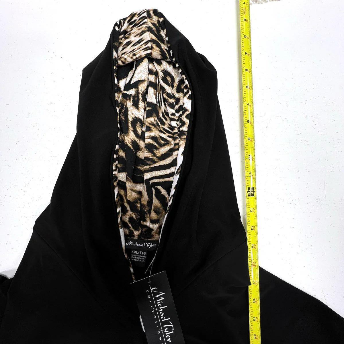 Michael Tyler Women's Black Hooded 3/4 Sleeve Leopard Print Trim Top NWT XXL - Image 7