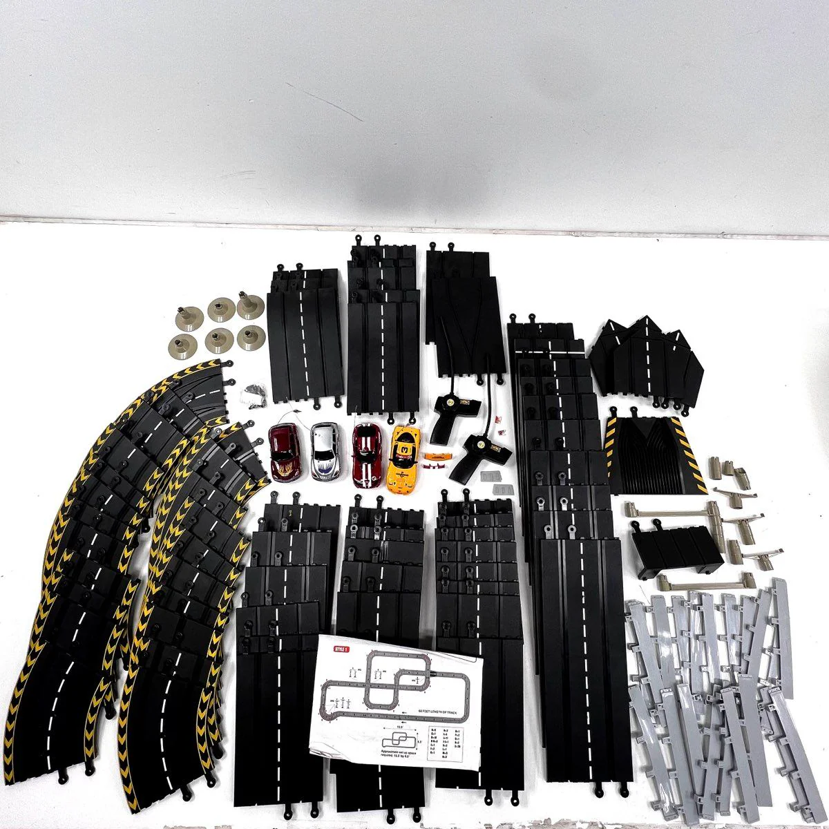 NKOK Slot Car Racing Set 4 Cars PT Cruiser Viper Corvette C5-R Large Track Lot