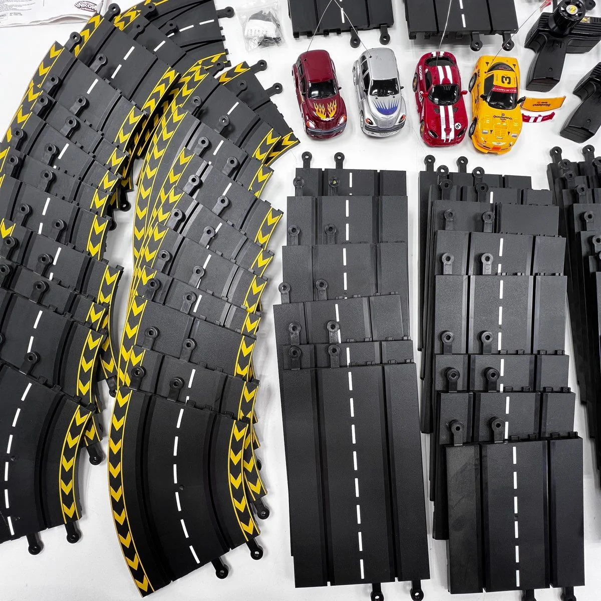 NKOK Slot Car Racing Set 4 Cars PT Cruiser Viper Corvette C5-R Large Track Lot - Image 3