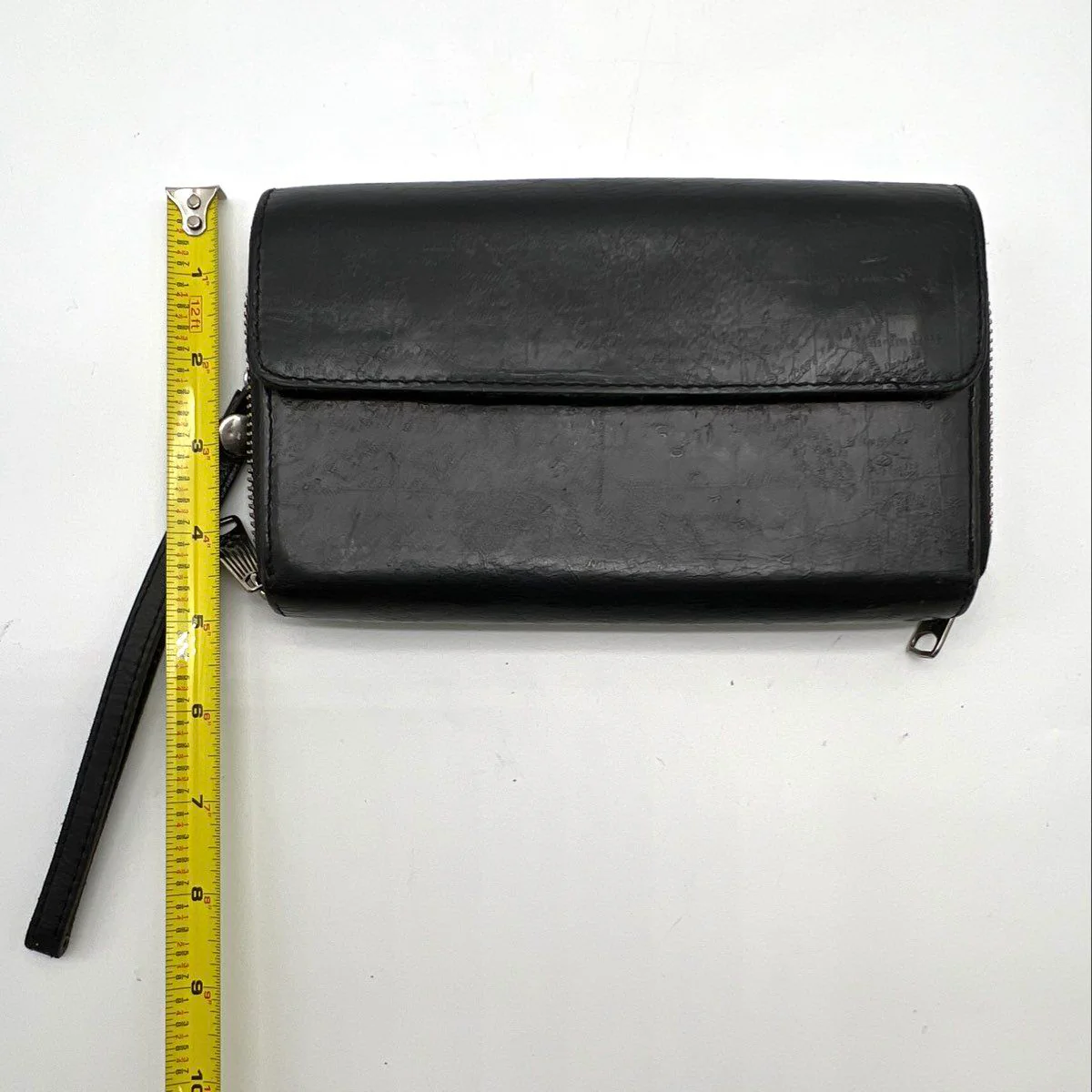 Patricia Nash Black Map Embossed Leather Wristlet Wallet Clutch Bag - Image 7