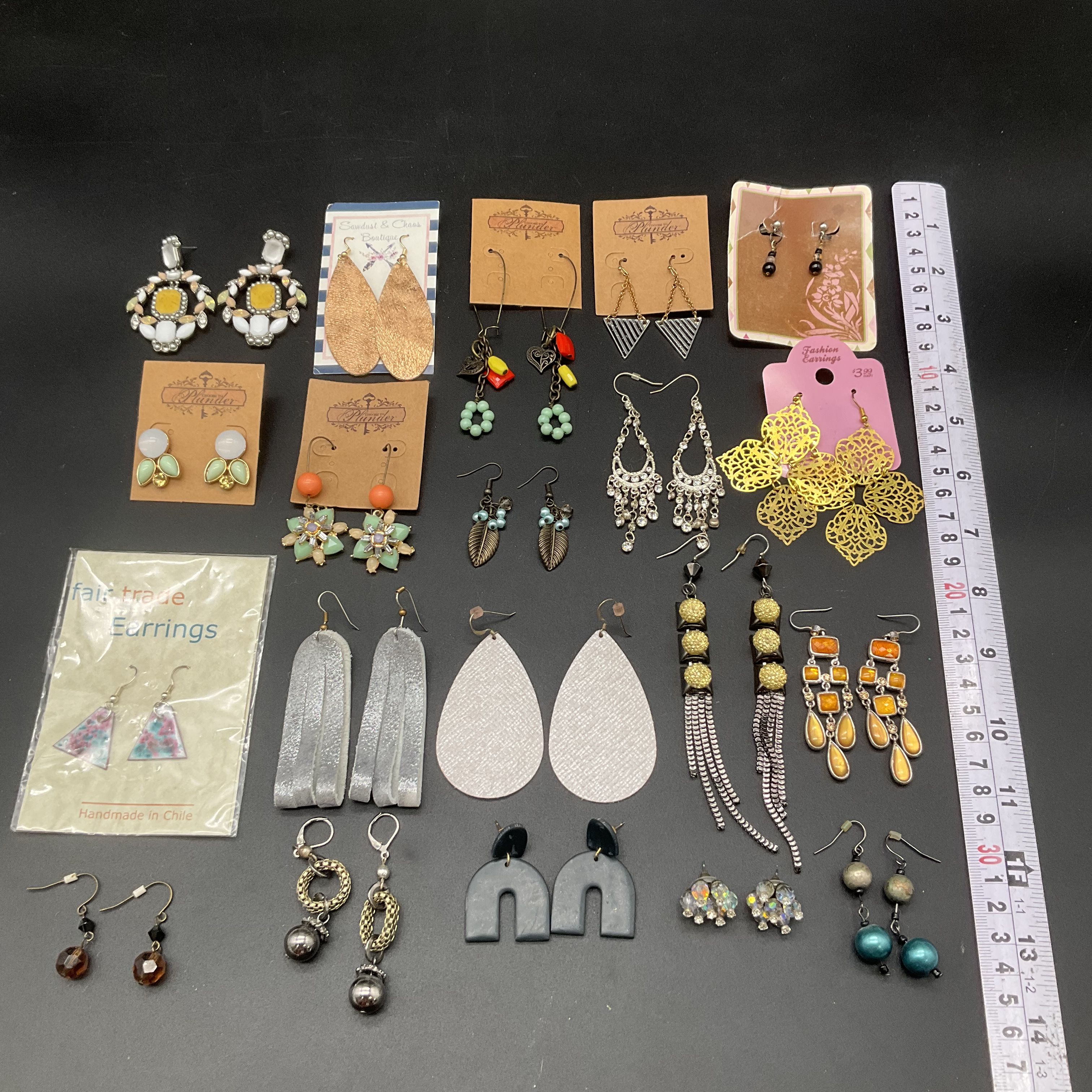 Plunder Design Fair Trade Costume Jewelry Lot 20 Pairs Dangle Stud Earrings Boho - Image 2