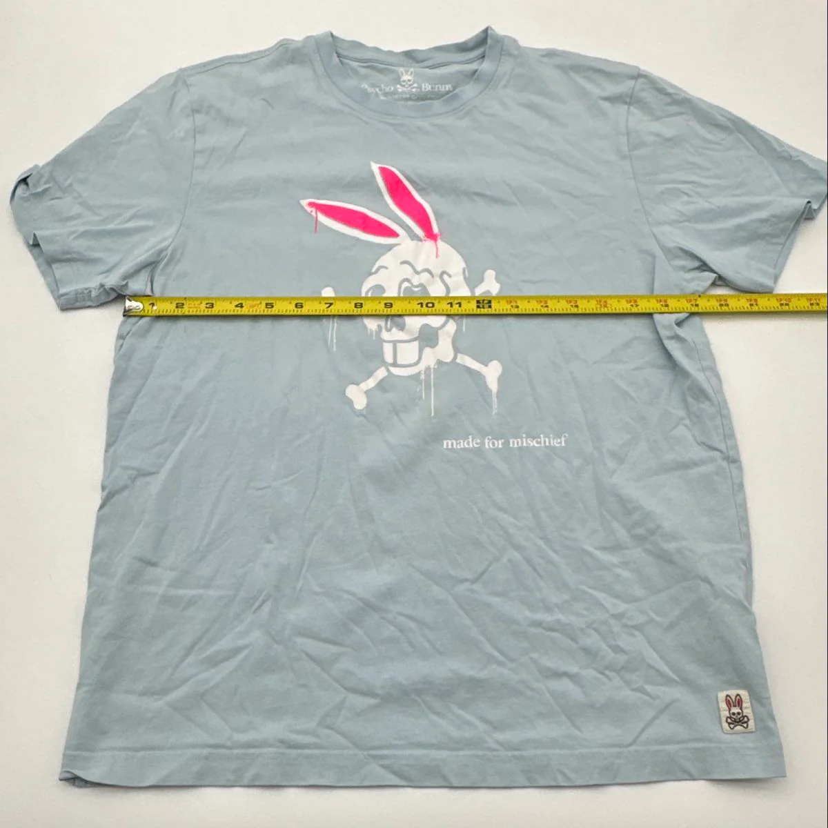 Psycho Bunny Men's Light Blue Pima Cotton Graphic T-Shirt Made for Mischief Sz 5 - Image 3