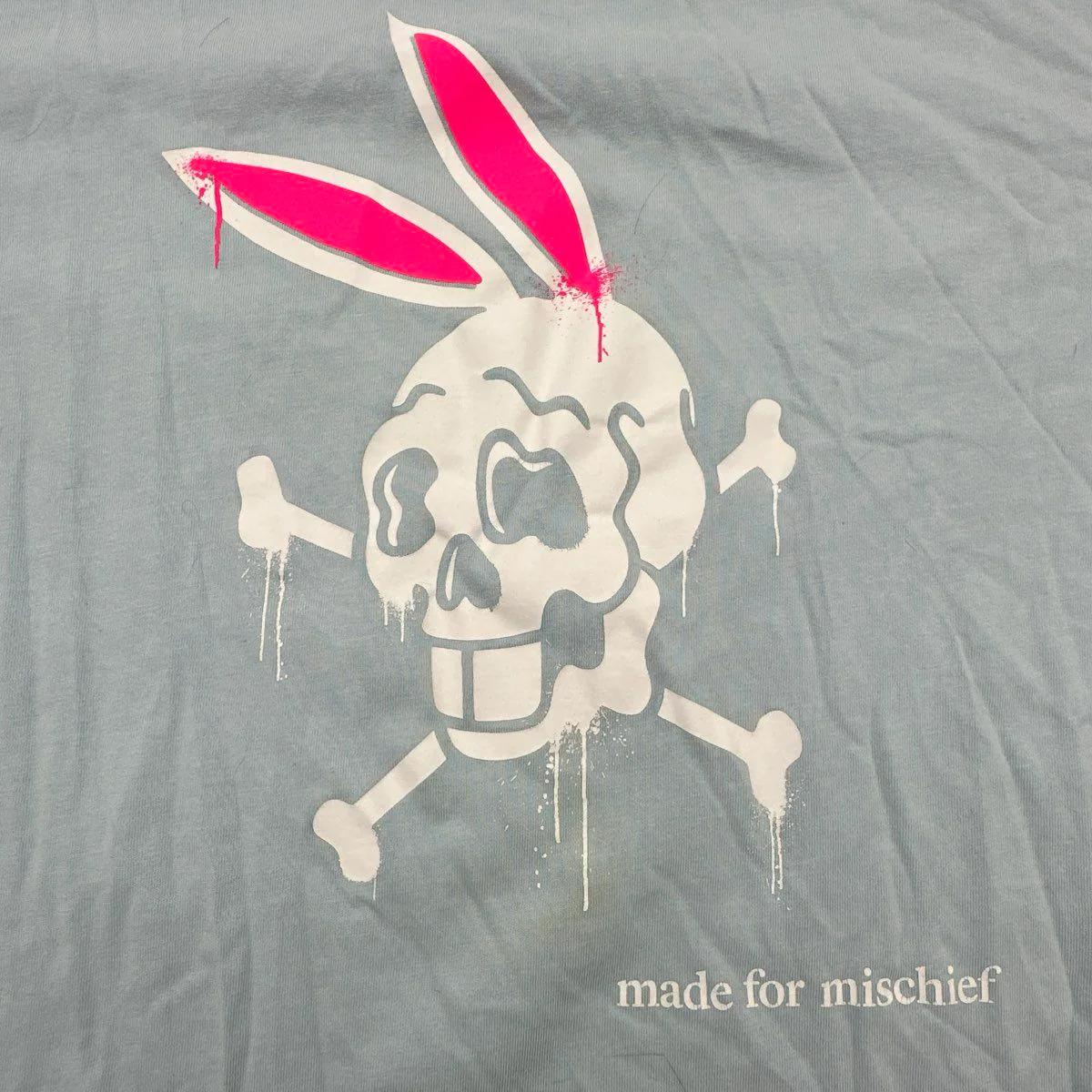 Psycho Bunny Men's Light Blue Pima Cotton Graphic T-Shirt Made for Mischief Sz 5 - Image 5