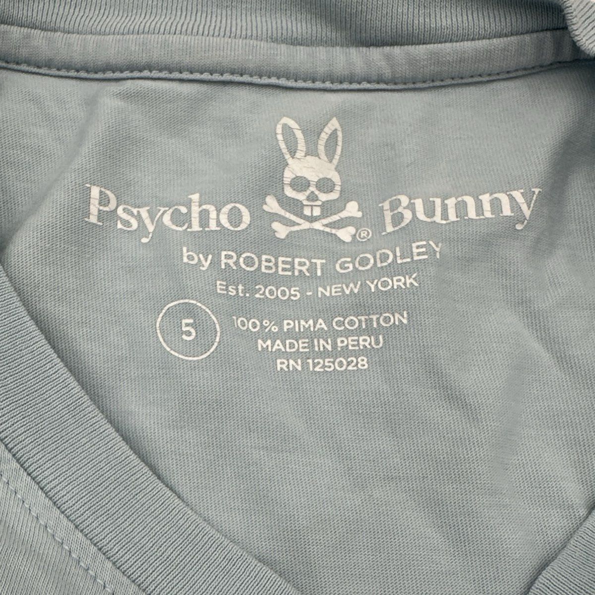 Psycho Bunny Men's Light Blue Pima Cotton Graphic T-Shirt Made for Mischief Sz 5 - Image 6