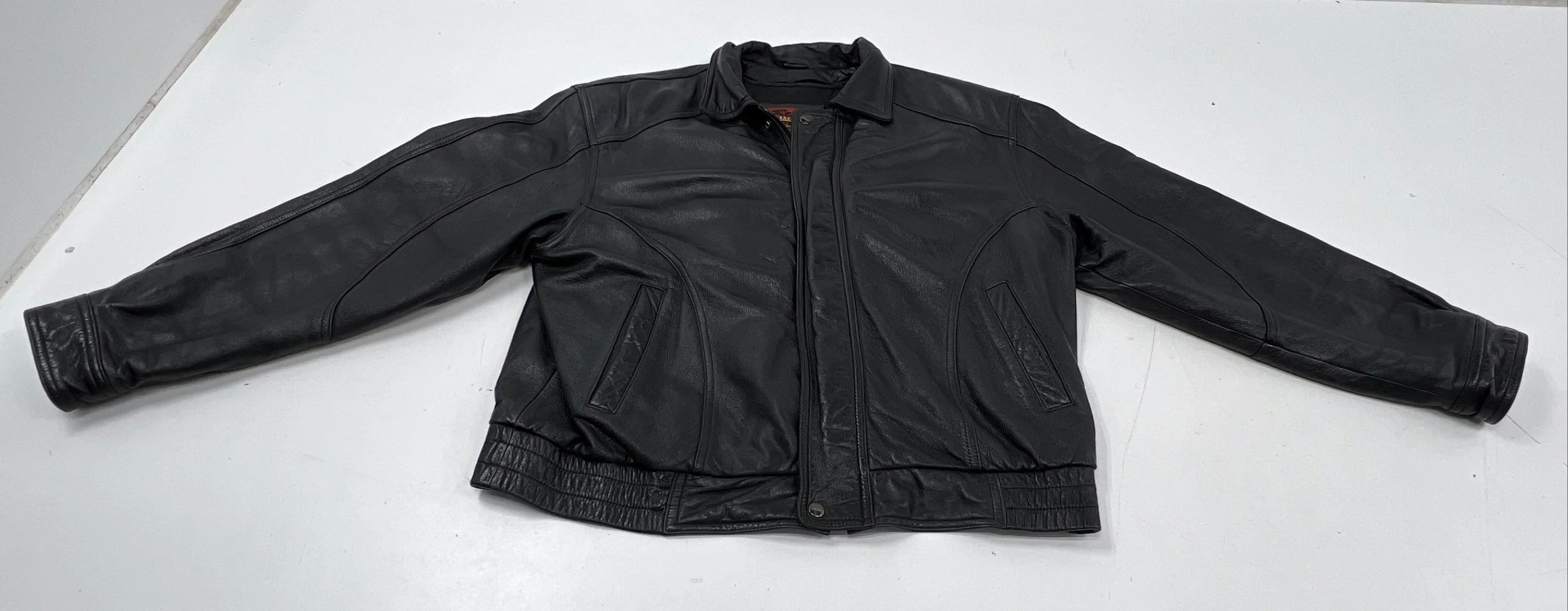 Reed Men's Black Leather Bomber Jacket Vintage Insulated Thinsulate Sz 46 - Image 2