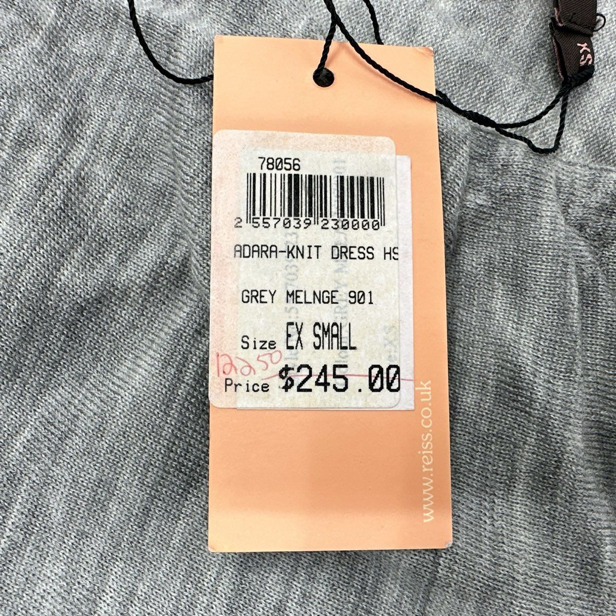 Reiss Women's Adara-Knit Dress Gray Melange Short Sleeve Dropped Waist NWT Sz XS - Image 4