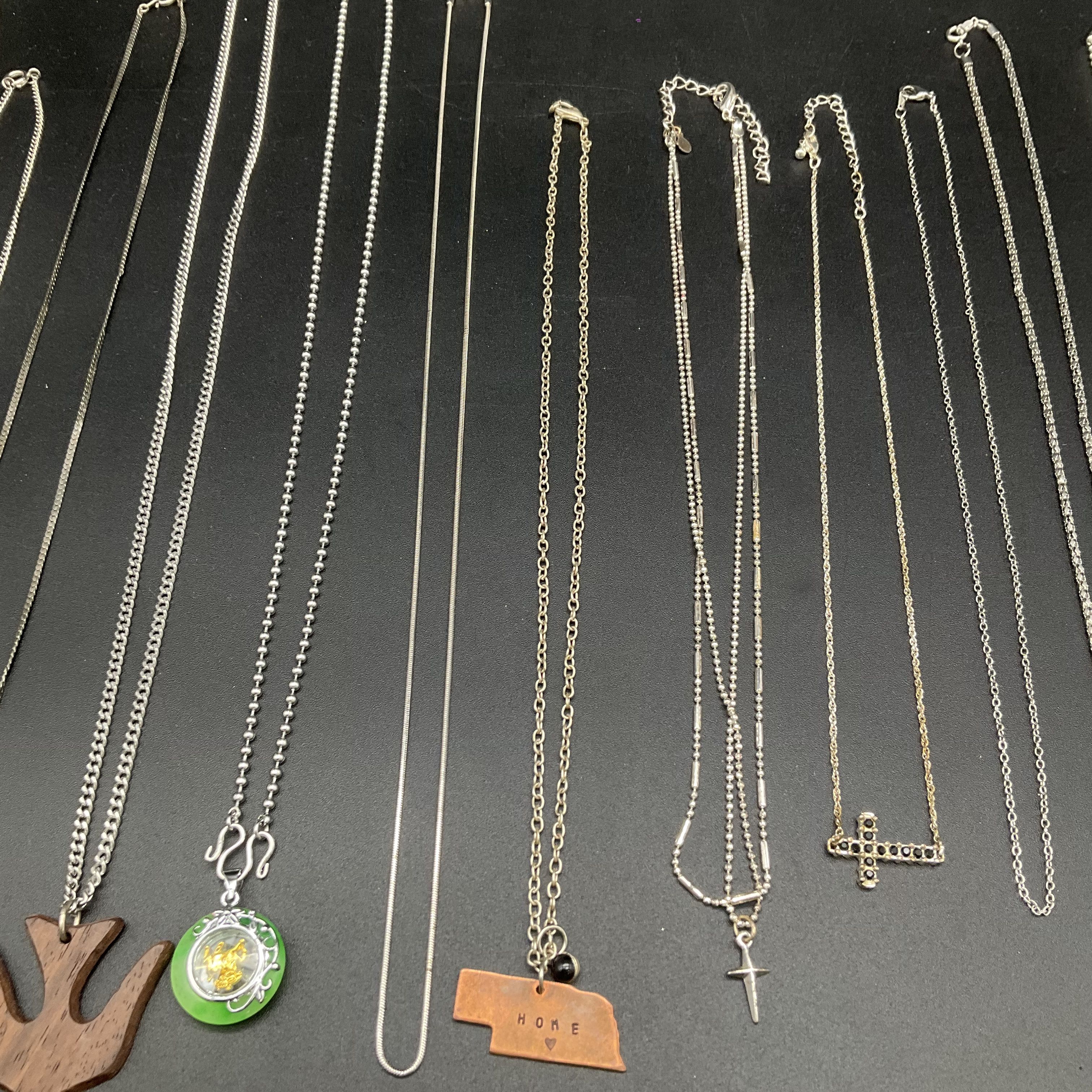 Silver Tone Necklace Jewelry Lot of 15 Boho Cross Feather Bird Modern Pendants - Image 3