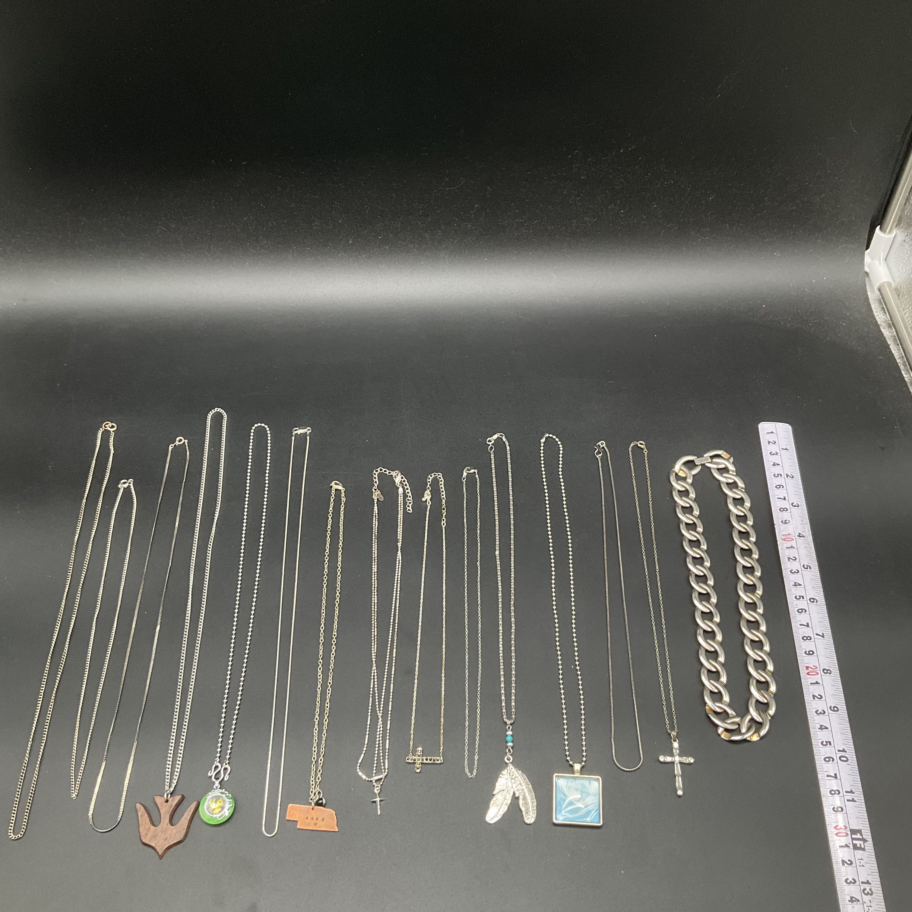Silver Tone Necklace Jewelry Lot of 15 Boho Cross Feather Bird Modern Pendants - Image 6