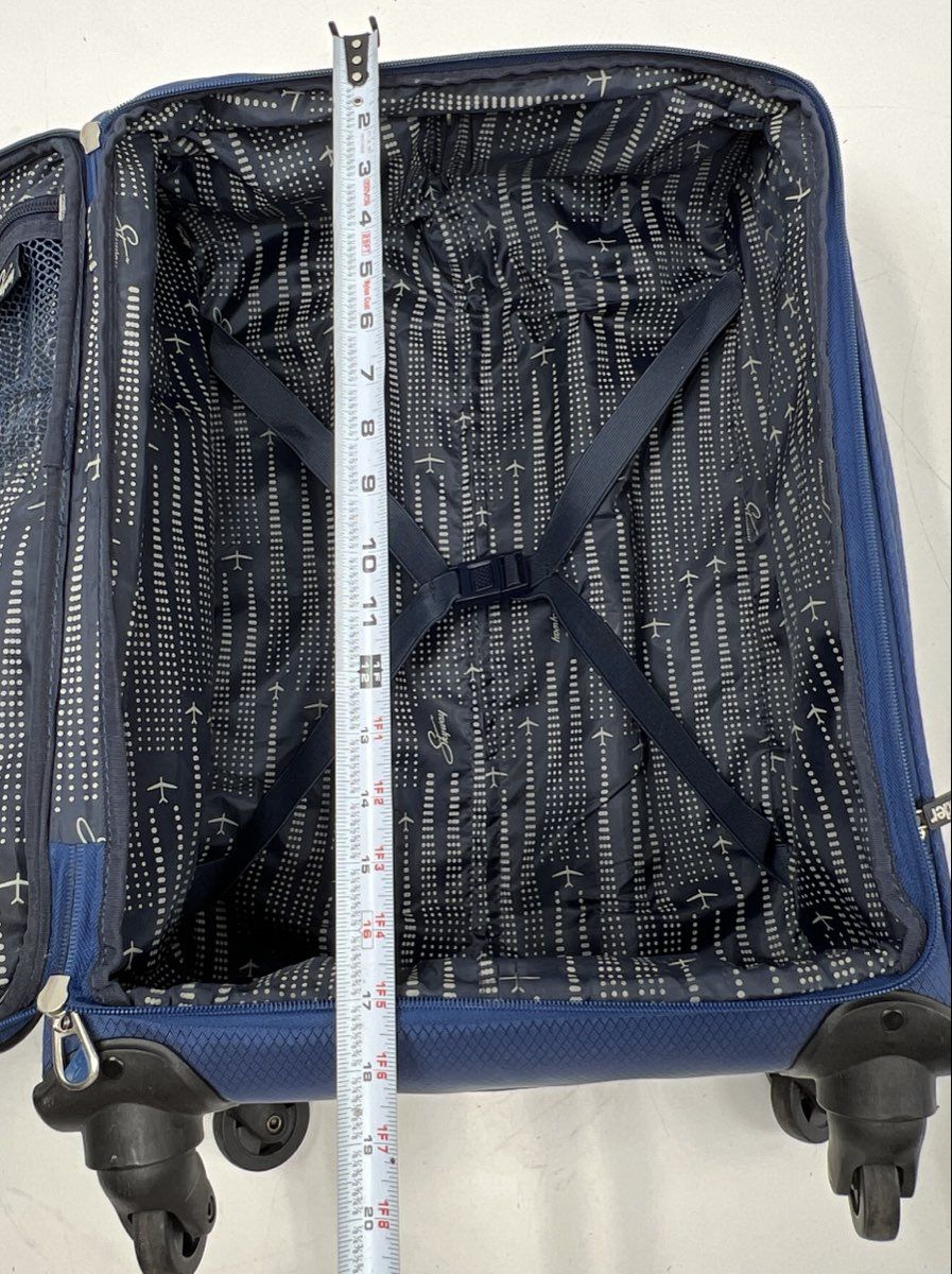 Skyway Navy Blue Fabric 4-Wheel Spinner Suitcase Travel Luggage Carry-On - Image 11
