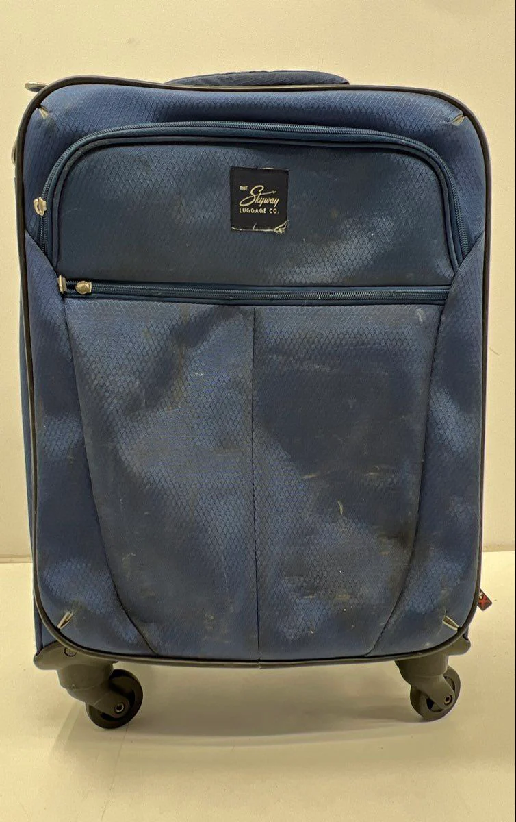Skyway Navy Blue Fabric 4-Wheel Spinner Suitcase Travel Luggage Carry-On - Image 2