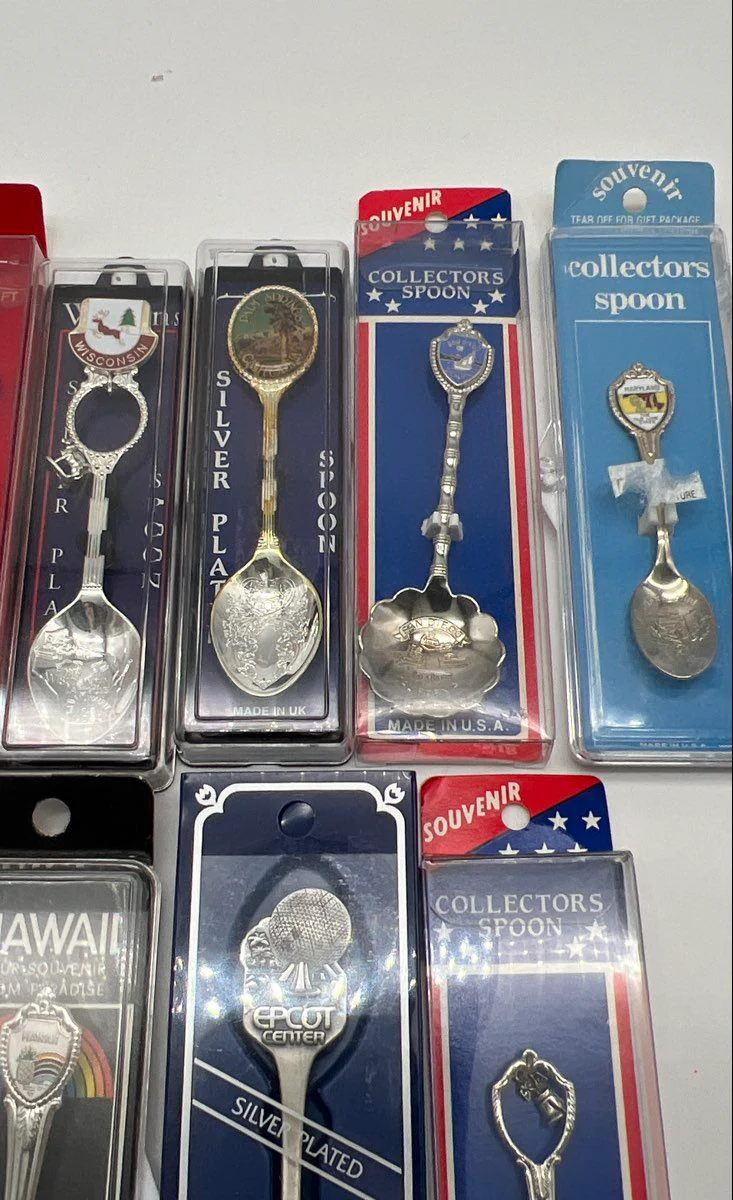 Souvenir Spoon Lot of 12 Vintage Silver Plated Epcot Universal Studios States - Image 3