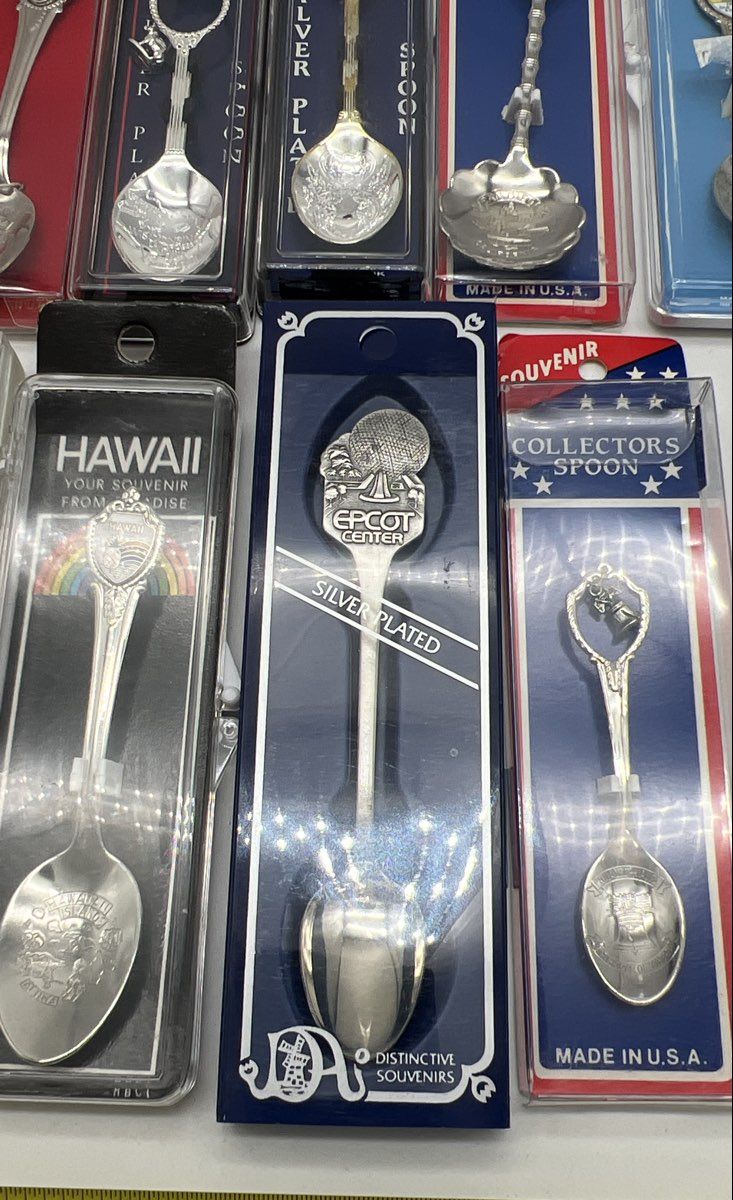 Souvenir Spoon Lot of 12 Vintage Silver Plated Epcot Universal Studios States - Image 5