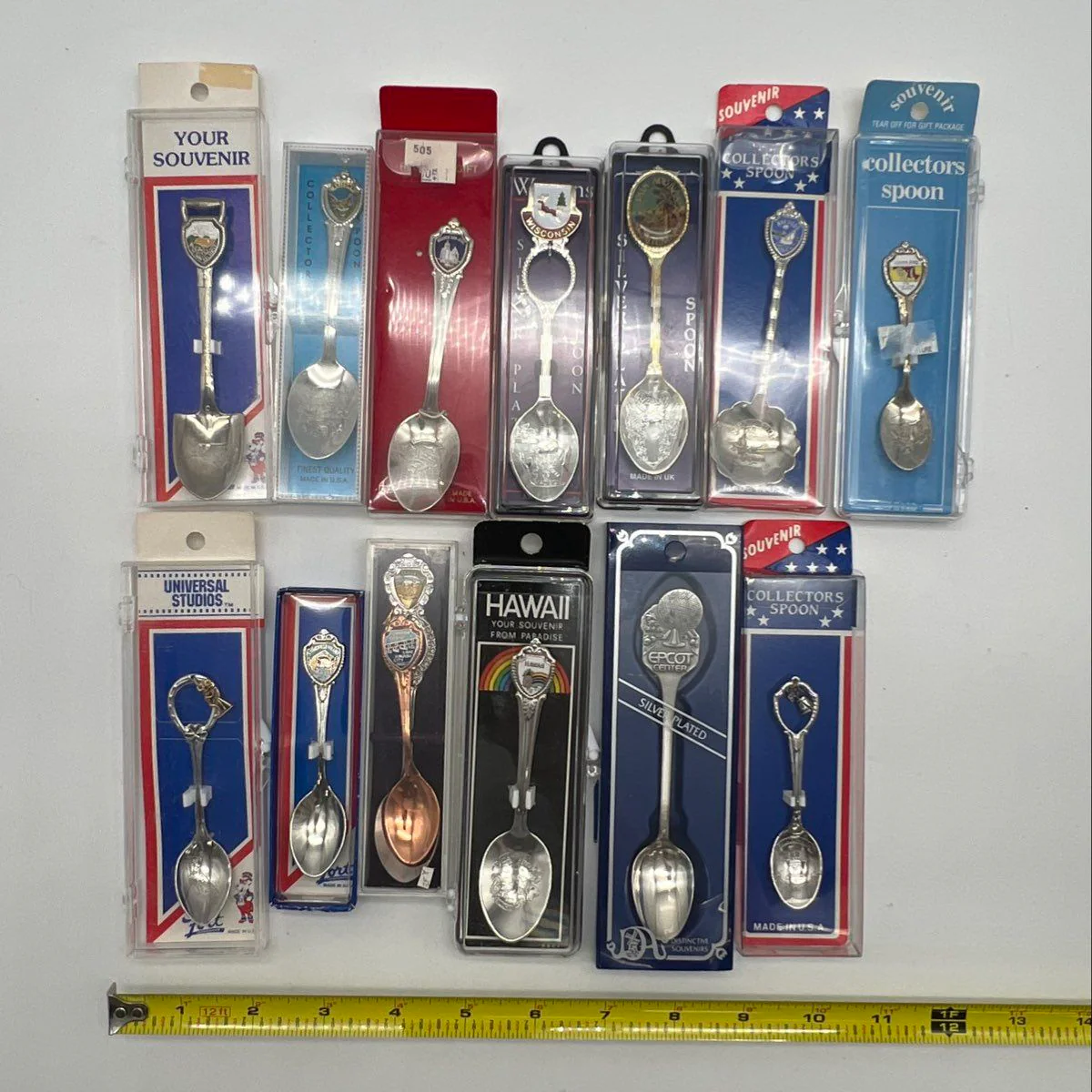 Souvenir Spoon Lot of 12 Vintage Silver Plated Epcot Universal Studios States - Image 7