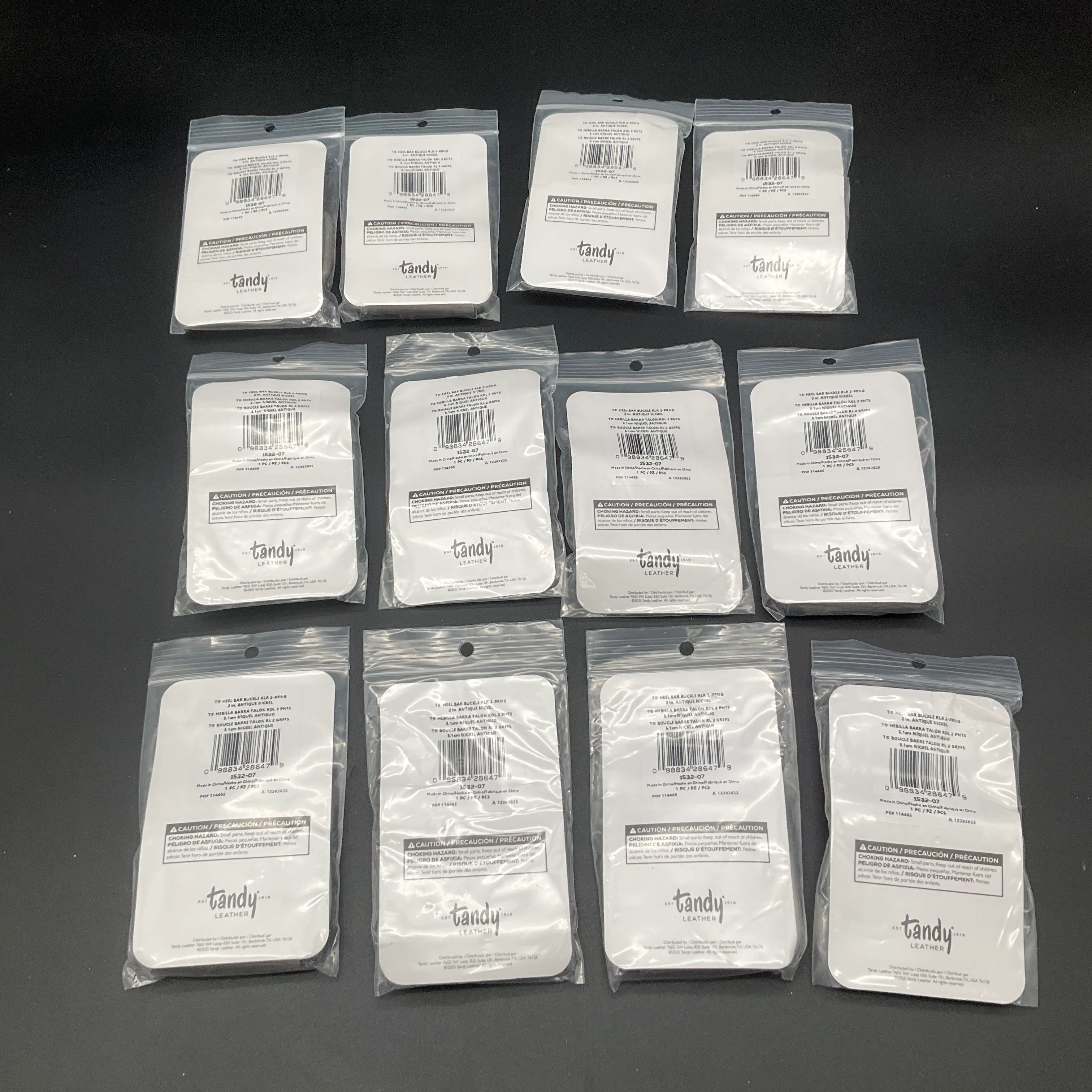 Tandy Leather Antique Nickel 2" Heel Bar Roller 2-Prong Belt Buckles Lot of 12 - Image 4
