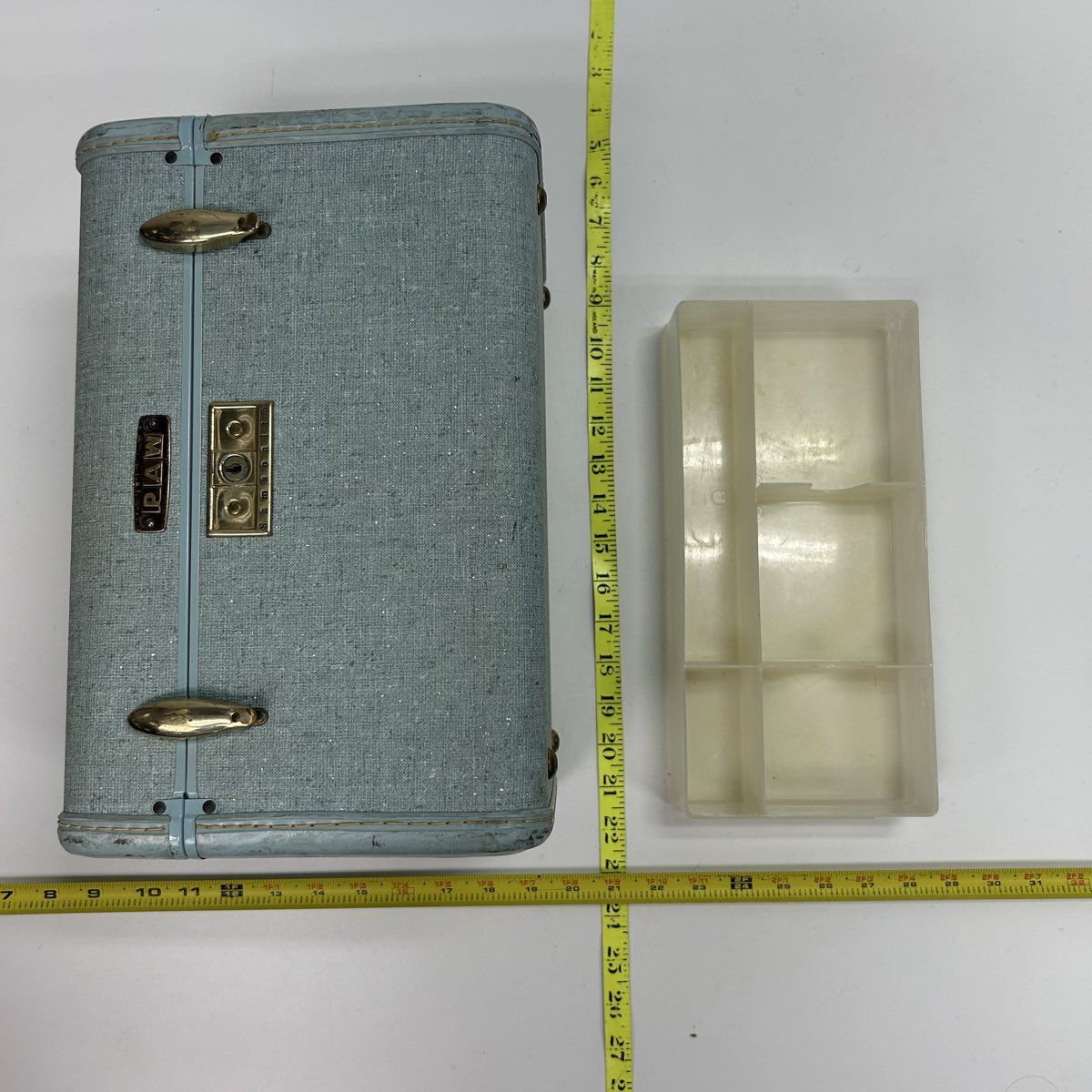 Vintage 1950s Samsonite Blue Shwayder Bros Style 4212 Train Case Makeup Bag - Image 7