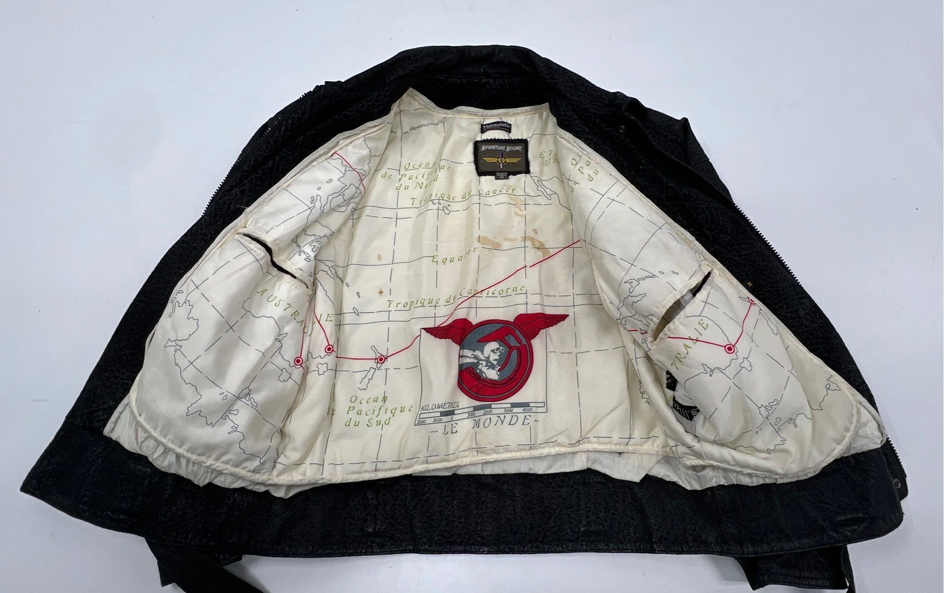 Vintage 80s Adventure Bound Thinsulate Leather Bomber Jacket Belted Sz M - Image 4