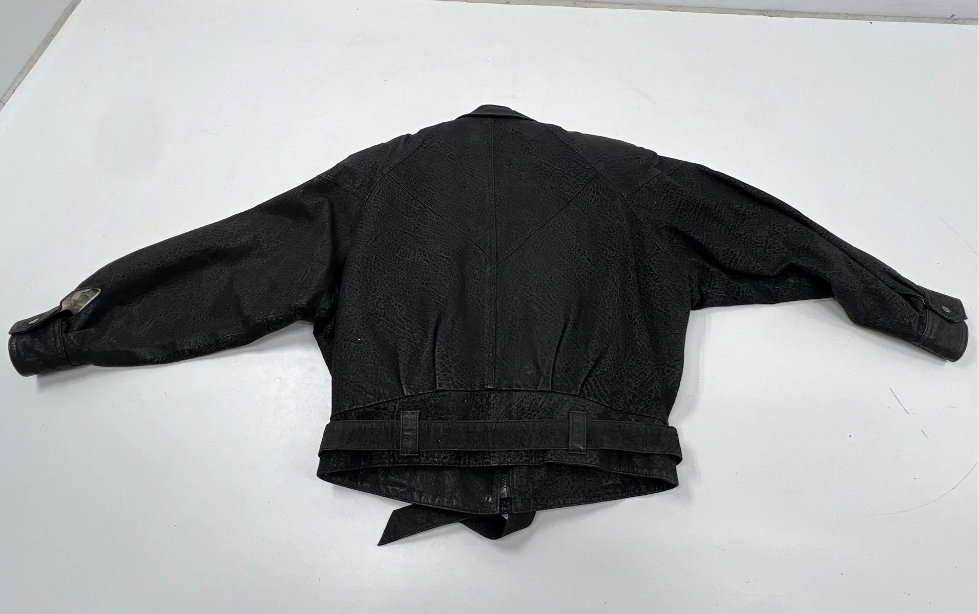Vintage 80s Adventure Bound Thinsulate Leather Bomber Jacket Belted Sz M - Image 7