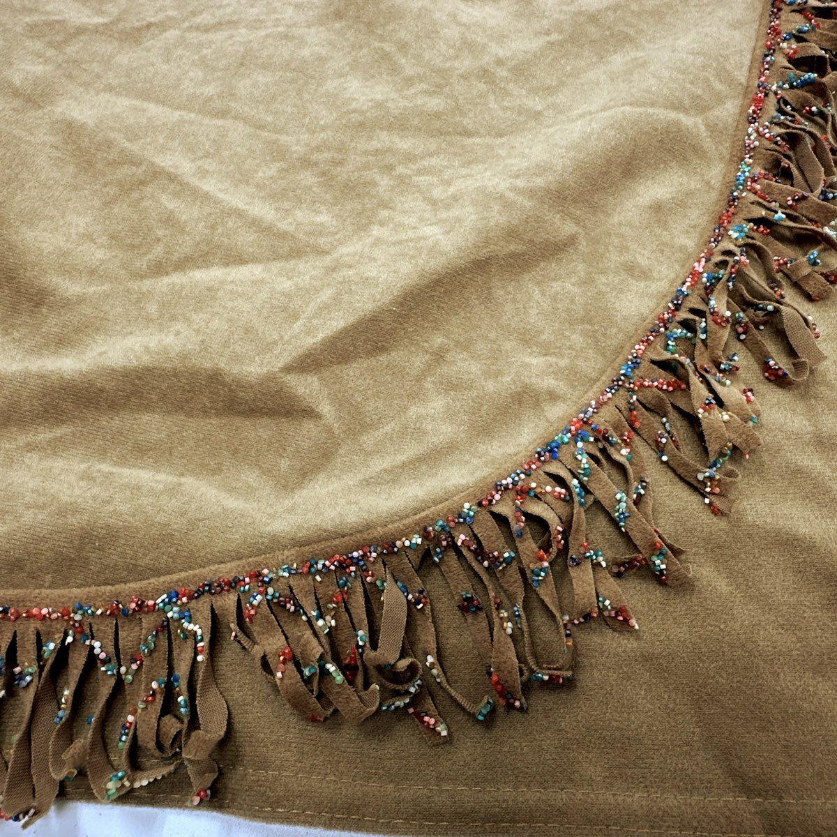 Vintage 90s Disney Pocahontas Faux Suede Fringe Beaded Girls Dress Sz 8-10 - Image 4