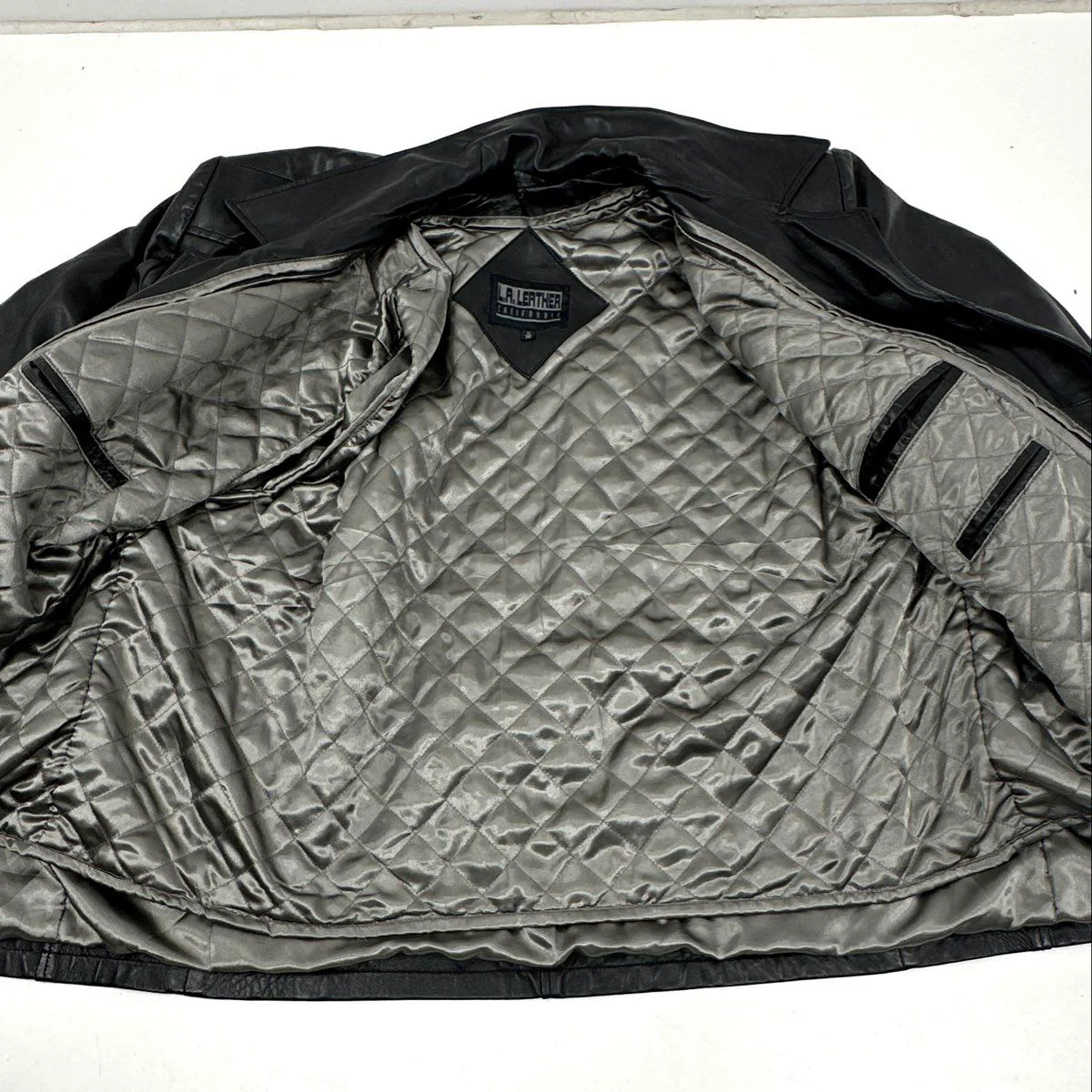 Vintage 90s L.A. Leather California Black Genuine Leather Car Coat Jacket Sz XL - Image 3