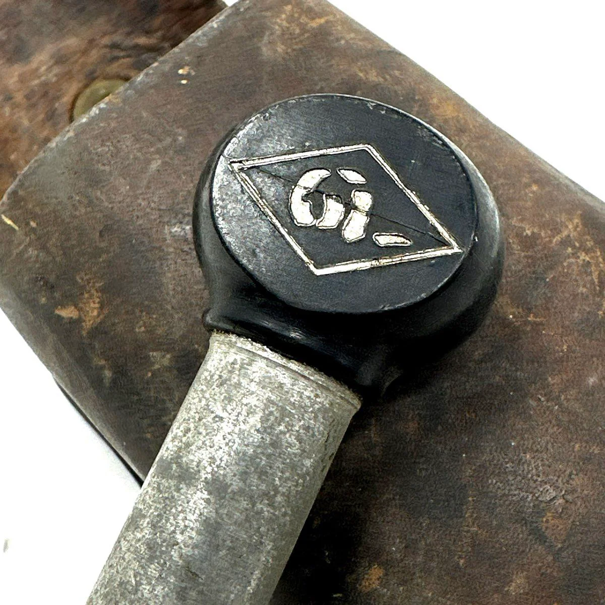 Vintage Gi Metal Rotary Numbering Machine Date Stamp with Leather Holster - Image 4