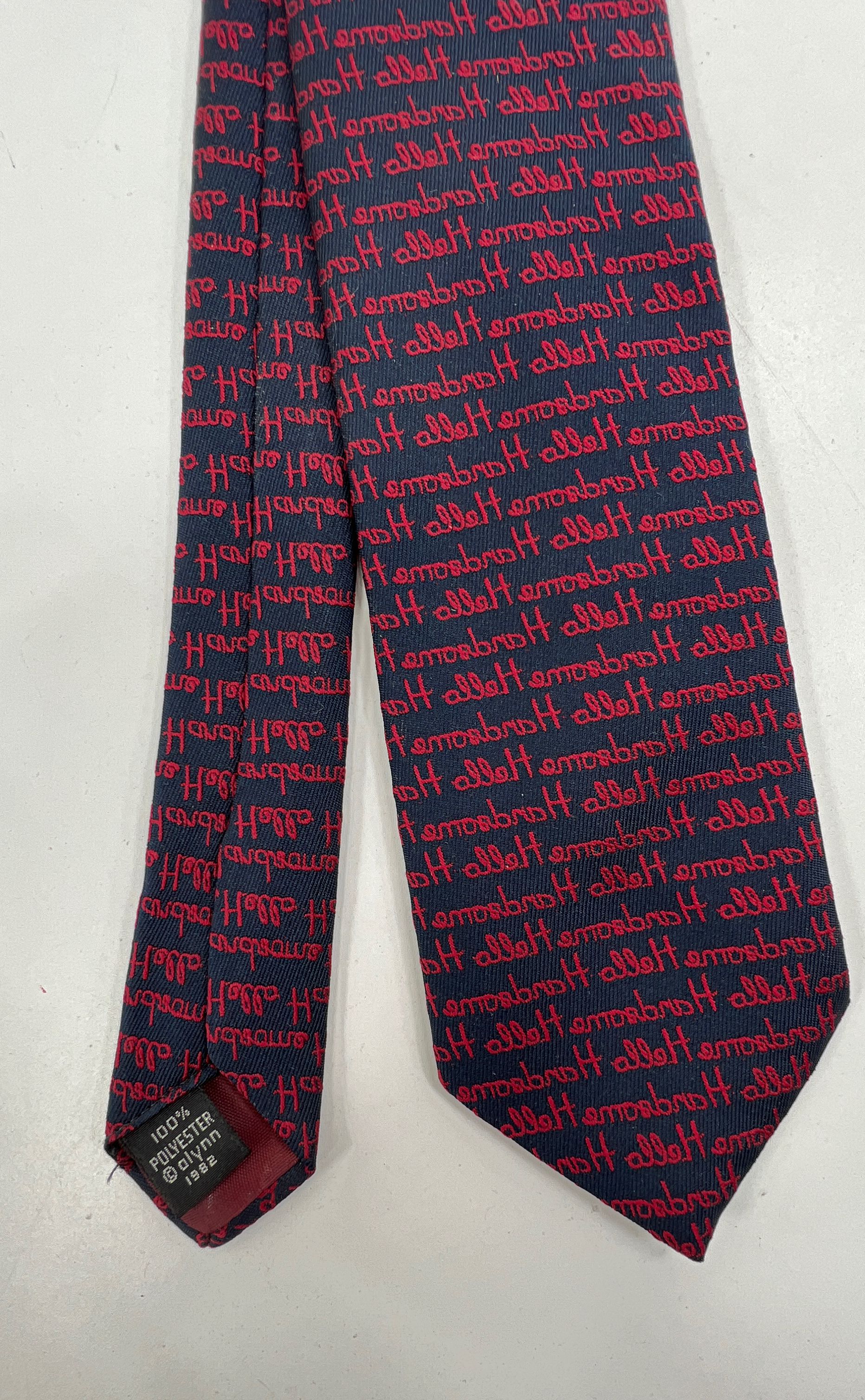 Vintage Men's Alynn Navy & Red "Hello Handsome" Neck Tie - Image 2