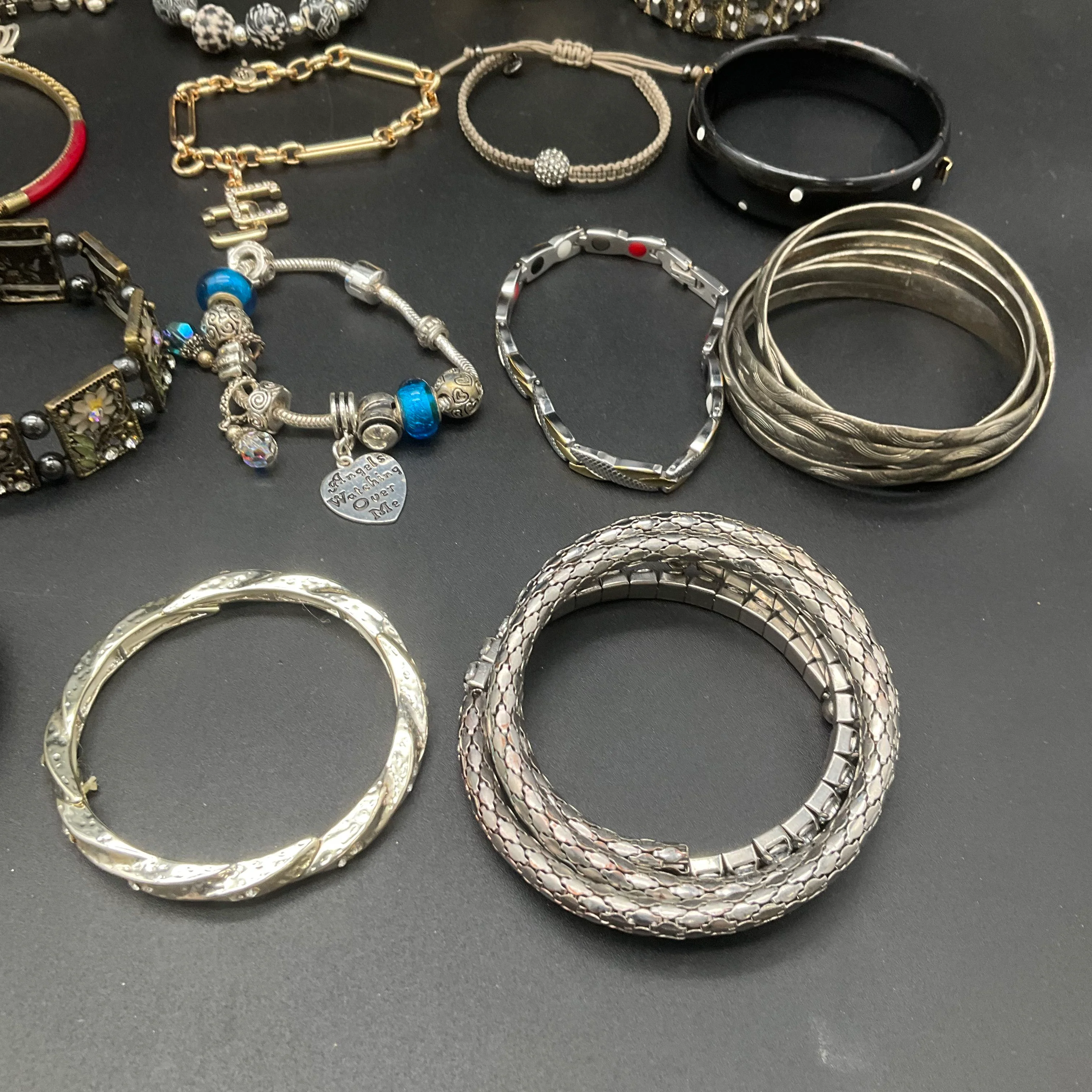 Vintage & Modern Costume Jewelry Lot 25+ Bracelets Bangles Cuffs Charms Beaded - Image 4