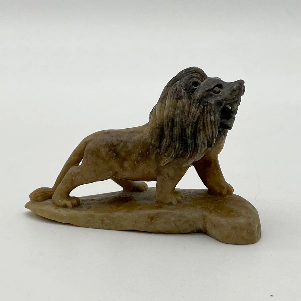 Vintage Stone Carved Lion Figurine Chinese Hand Crafted 4.5 Inch