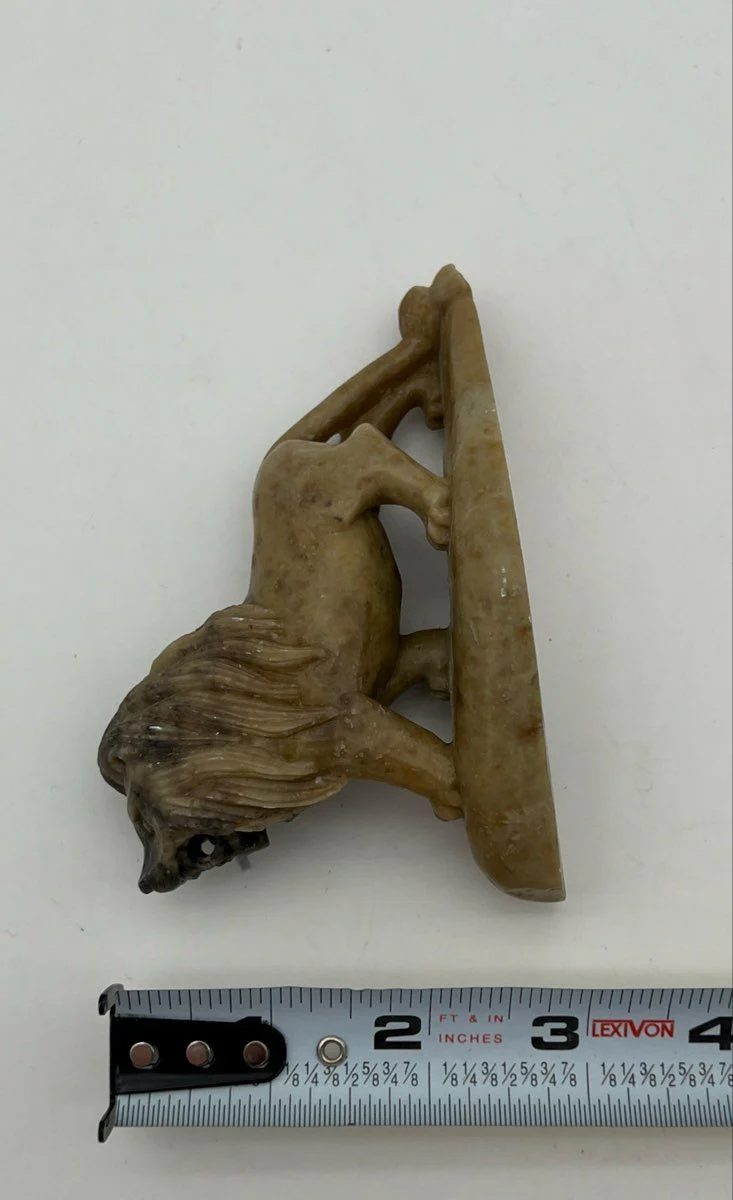 Vintage Stone Carved Lion Figurine Chinese Hand Crafted 4.5 Inch - Image 9