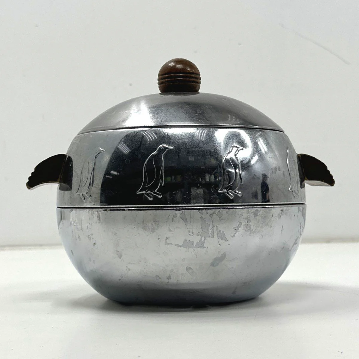 West Bend Penguin Hot Cold Server Chrome Ice Bucket Mid Century Modern Vintage