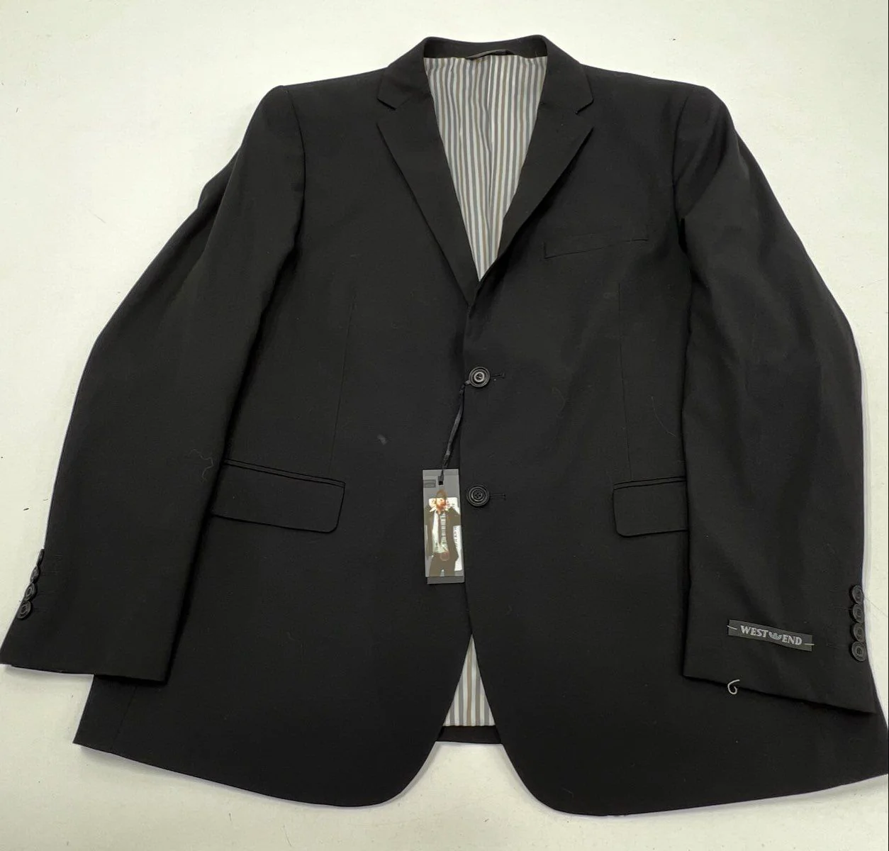 West End Men's Black Slim Fit 2-Piece Suit Polyester Blend Size 46R 40W NWT - Image 2